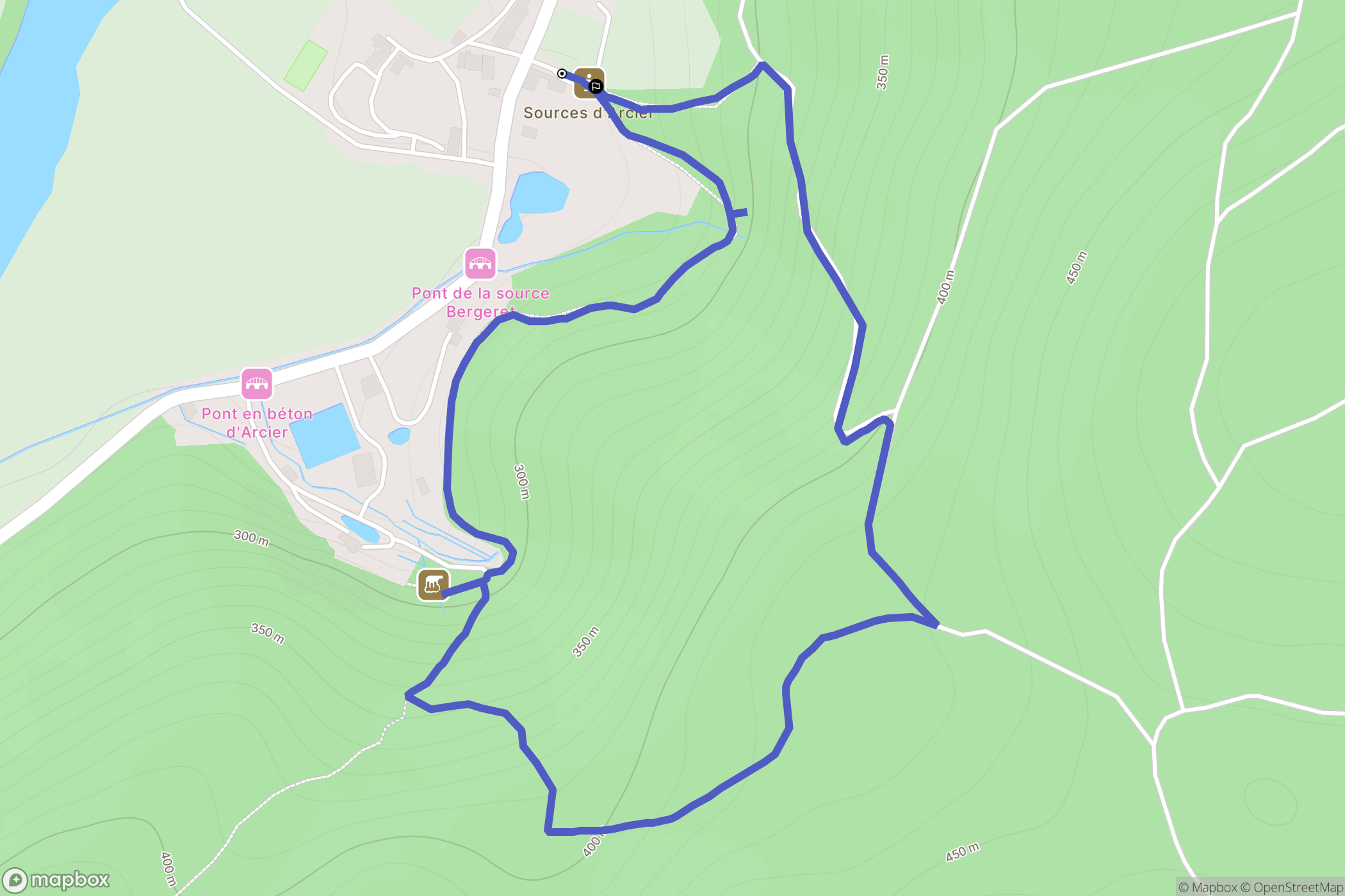 Arcier : carte du parcours de randonnée - France