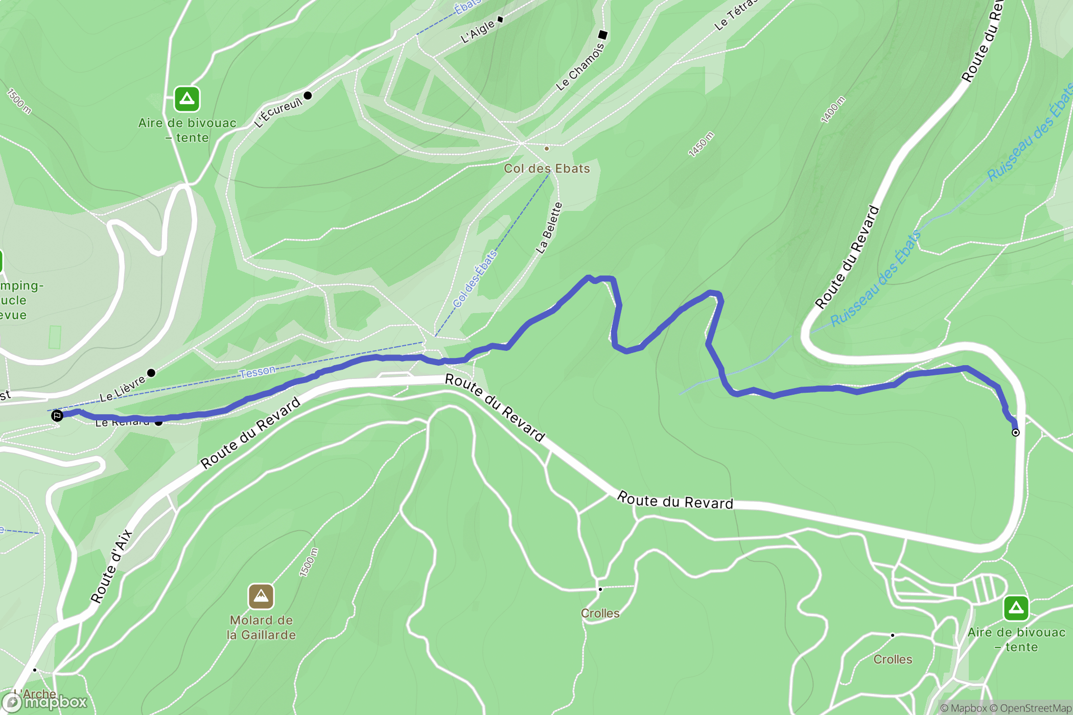 Montcel : carte du parcours de randonnée - France