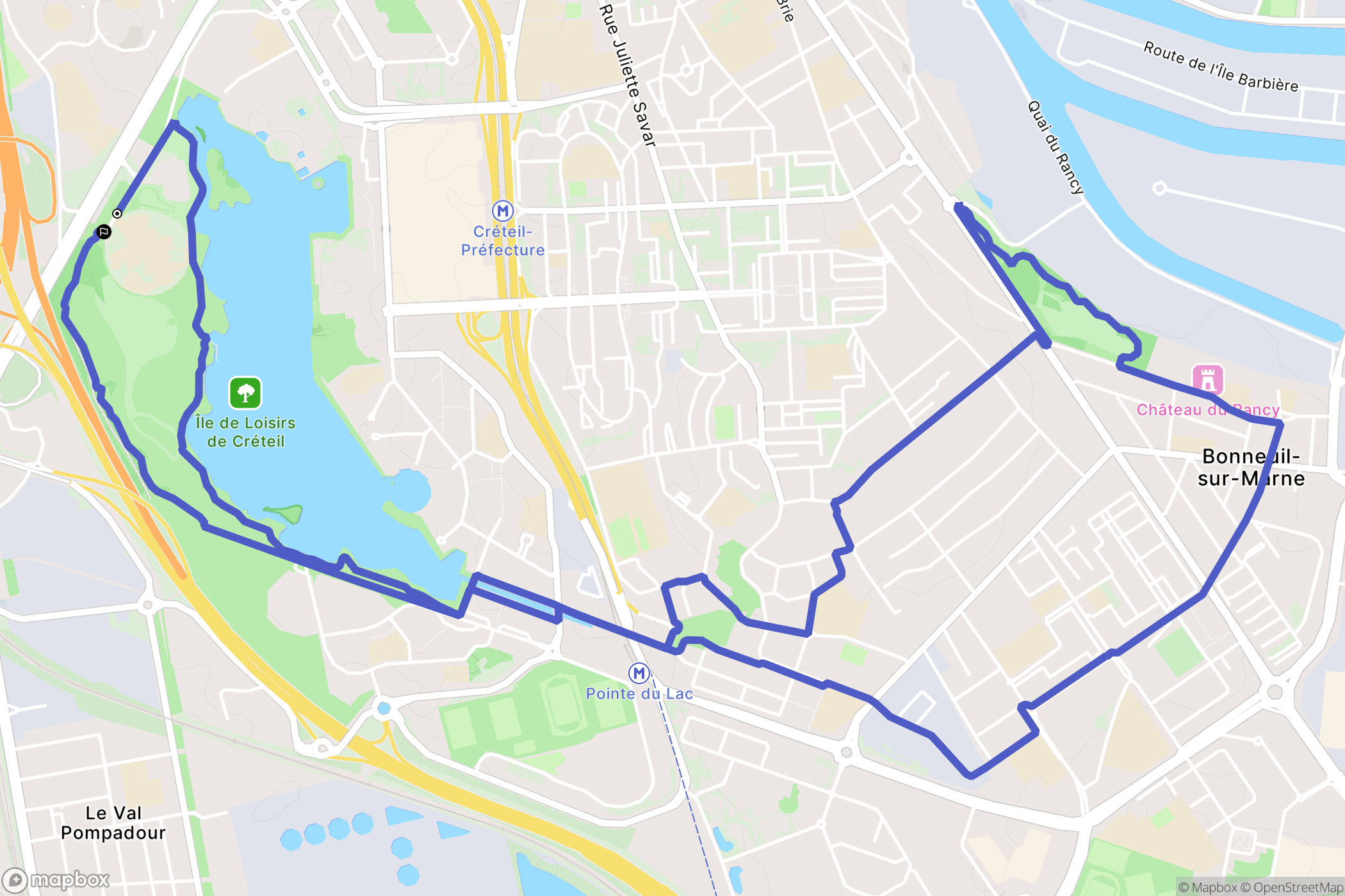 Créteil : carte du parcours de randonnée - France