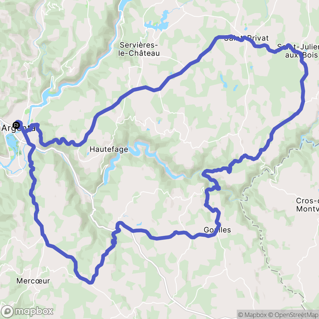 Argentat : carte du parcours de randonnée - France