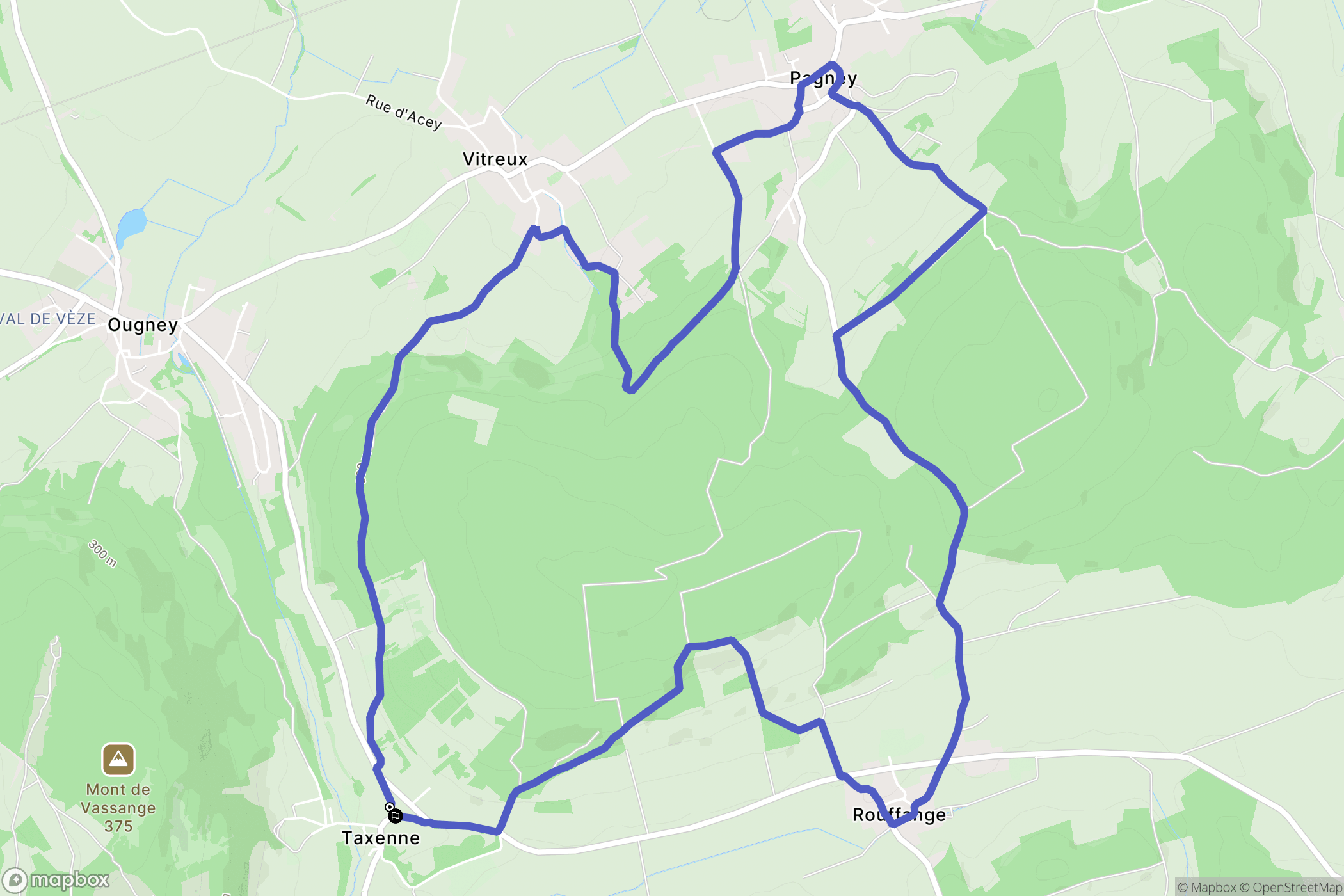 Taxenne : carte du parcours de randonnée - France