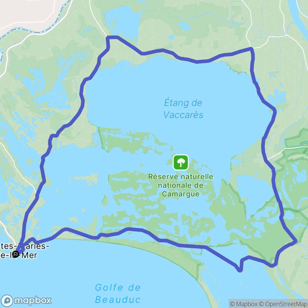 Saintes-Maries-de-la-Mer : carte du parcours de randonnée - France