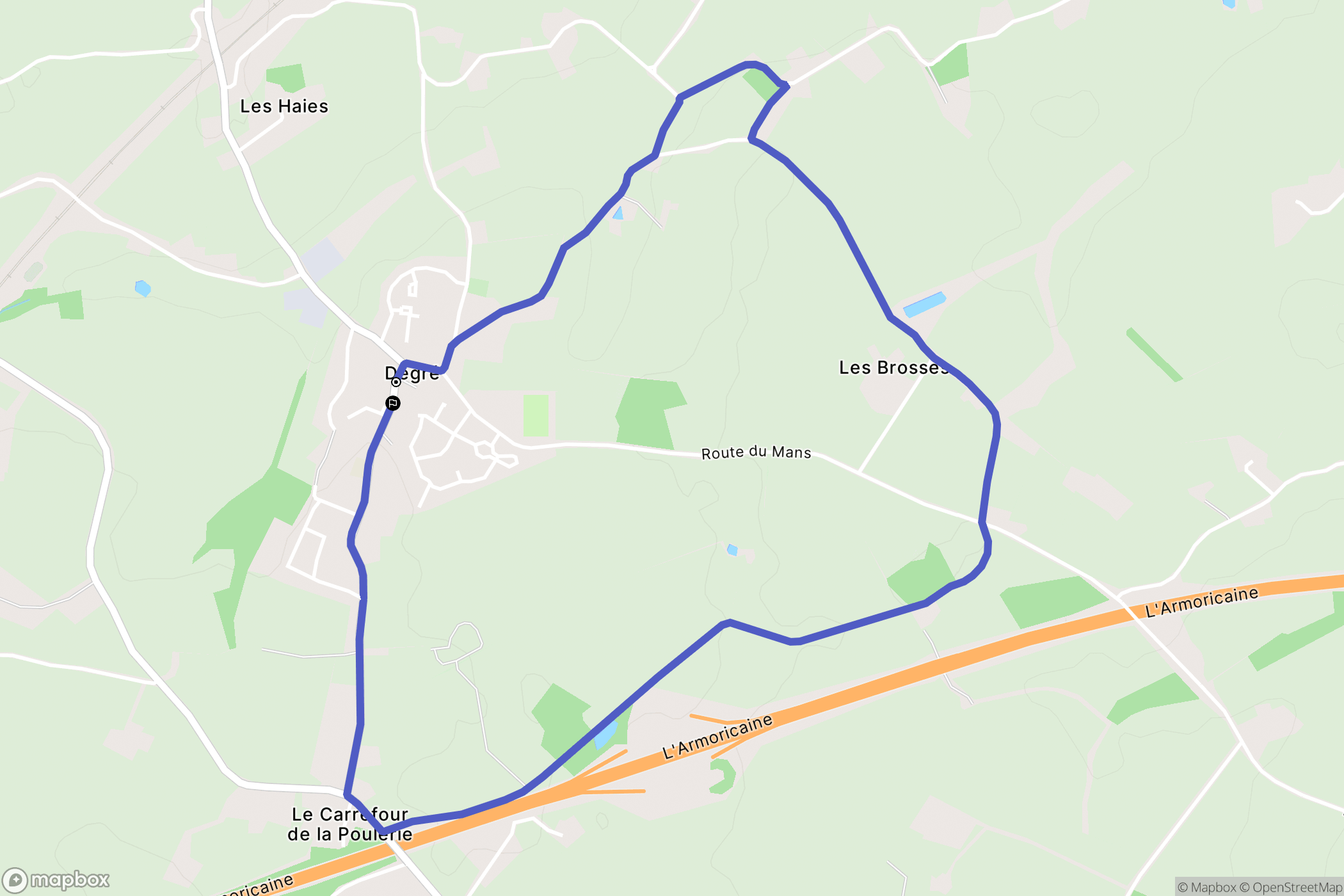 Degré : carte du parcours de randonnée - France