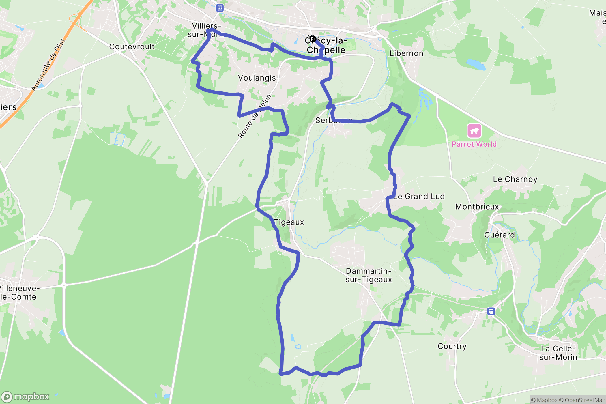Crécy-la-Chapelle : carte du parcours de randonnée - France
