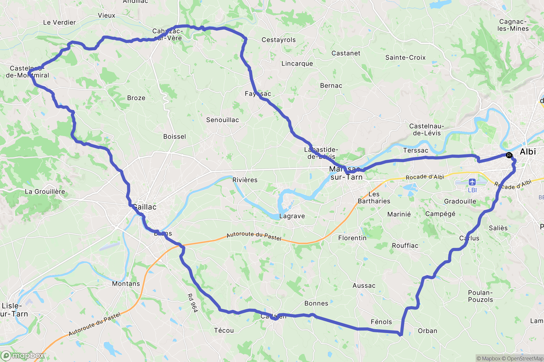Albi : carte du parcours de randonnée - France