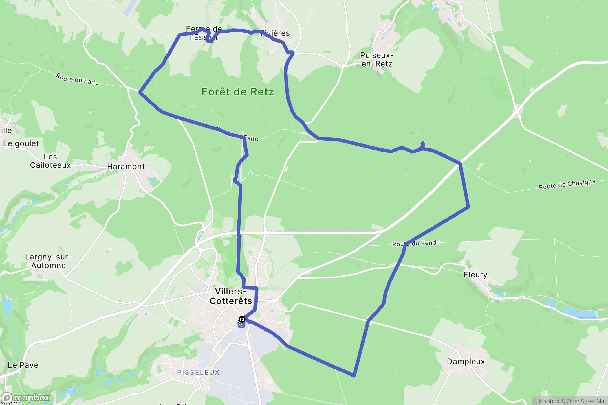 Villers-Cotterêts : carte du parcours de randonnée - France