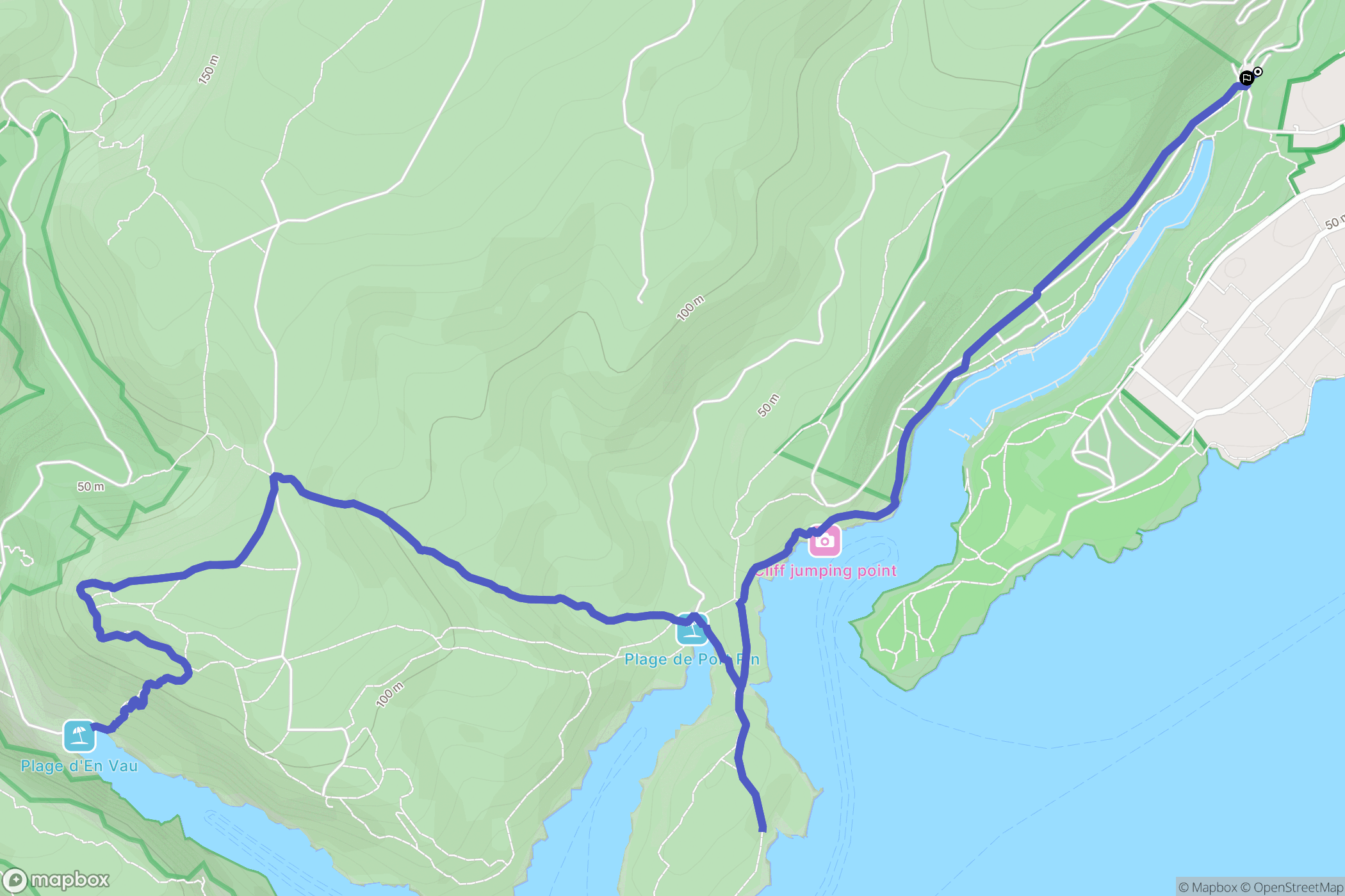 Cassis : carte du parcours de randonnée - France