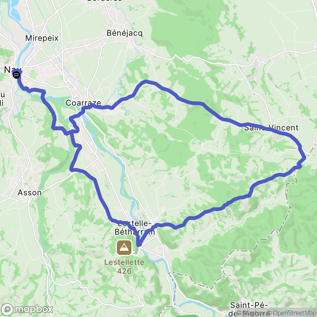 Nay : carte du parcours de randonnée - France