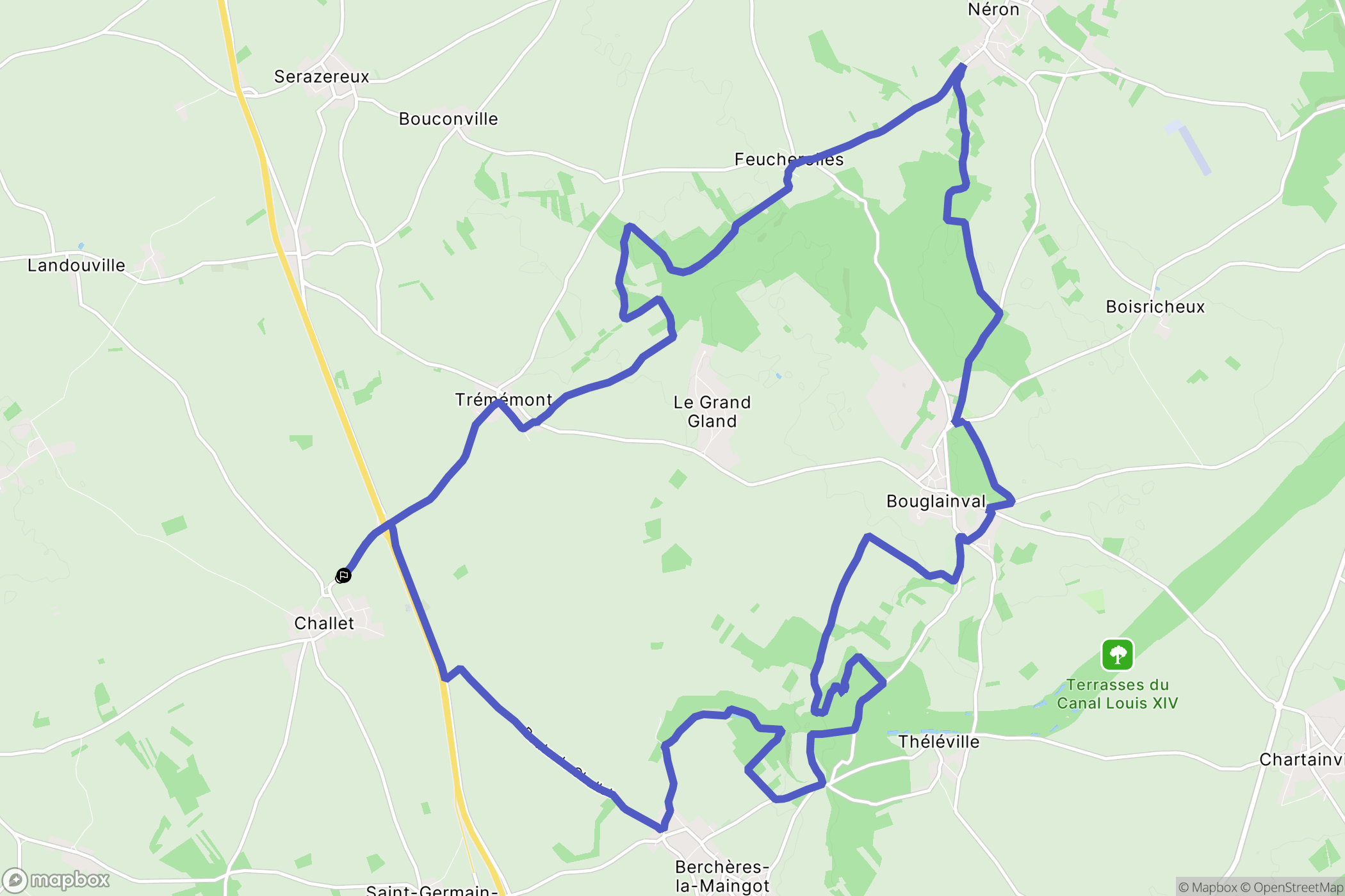 Challet : carte du parcours de randonnée - France