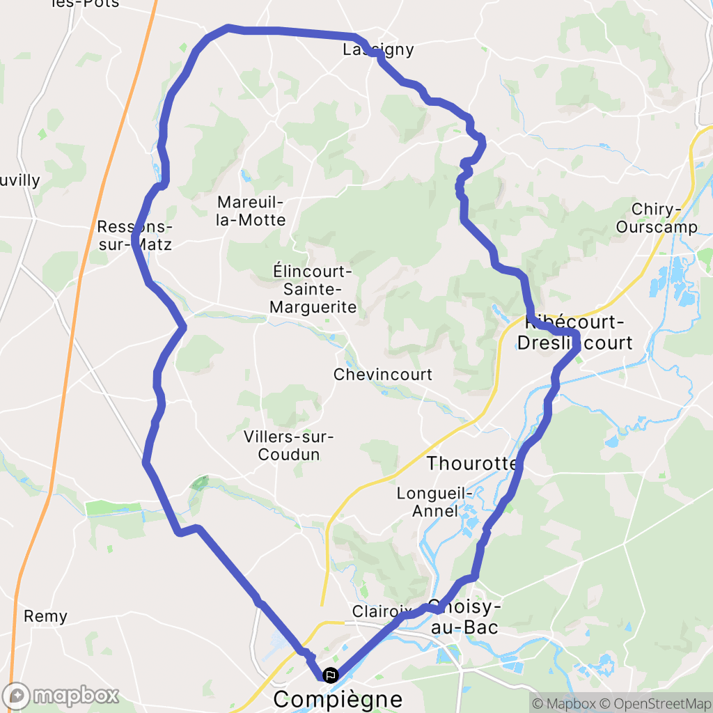 Compiègne : carte du parcours de randonnée - France