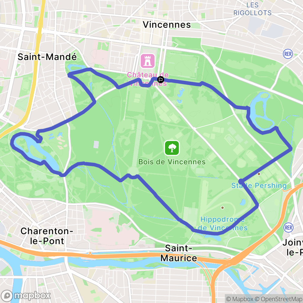 Vincennes : carte du parcours de randonnée - France