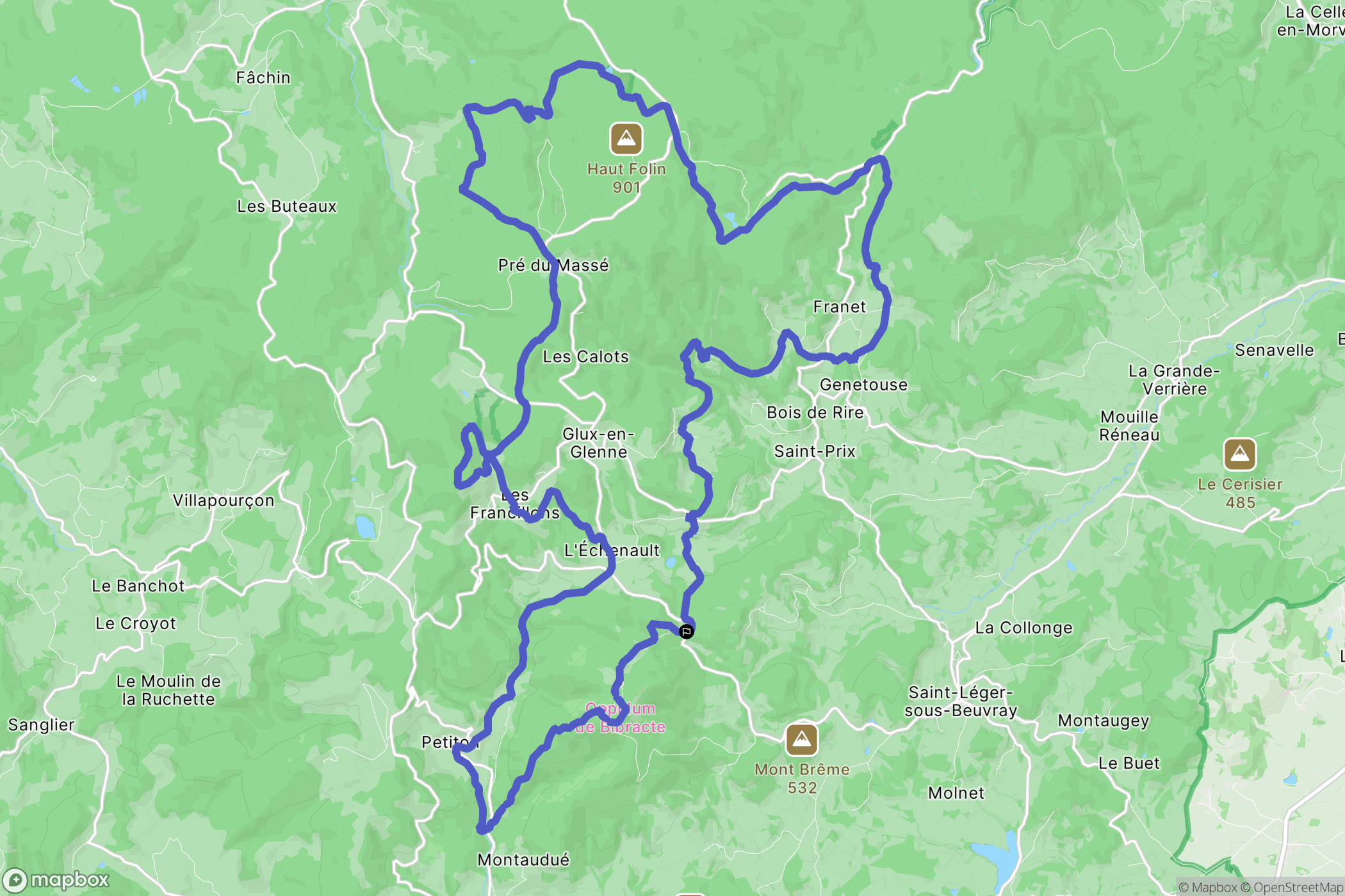 Bibracte : carte du parcours de randonnée - France