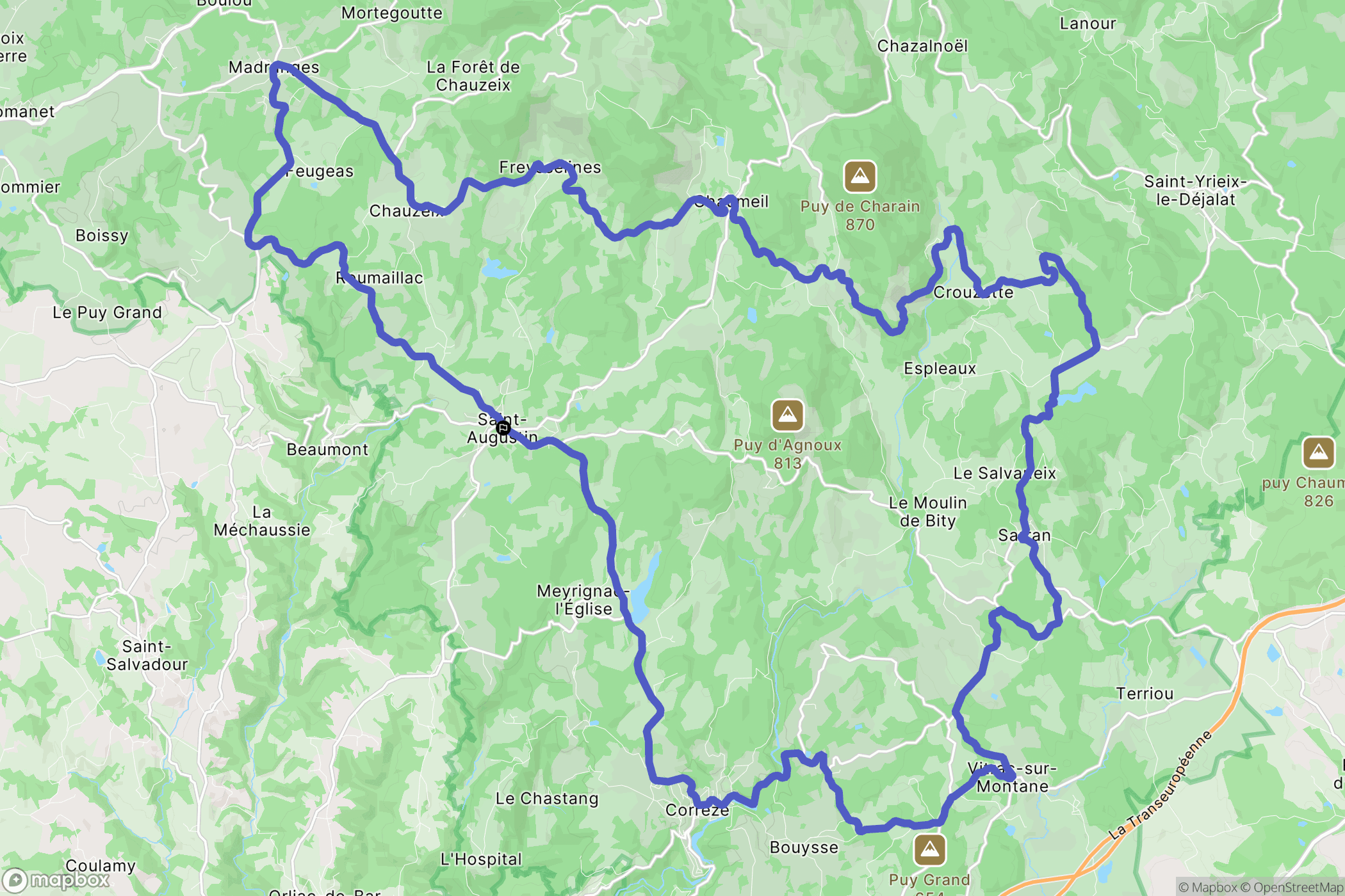 Saint-Augustin : carte du parcours de randonnée - France