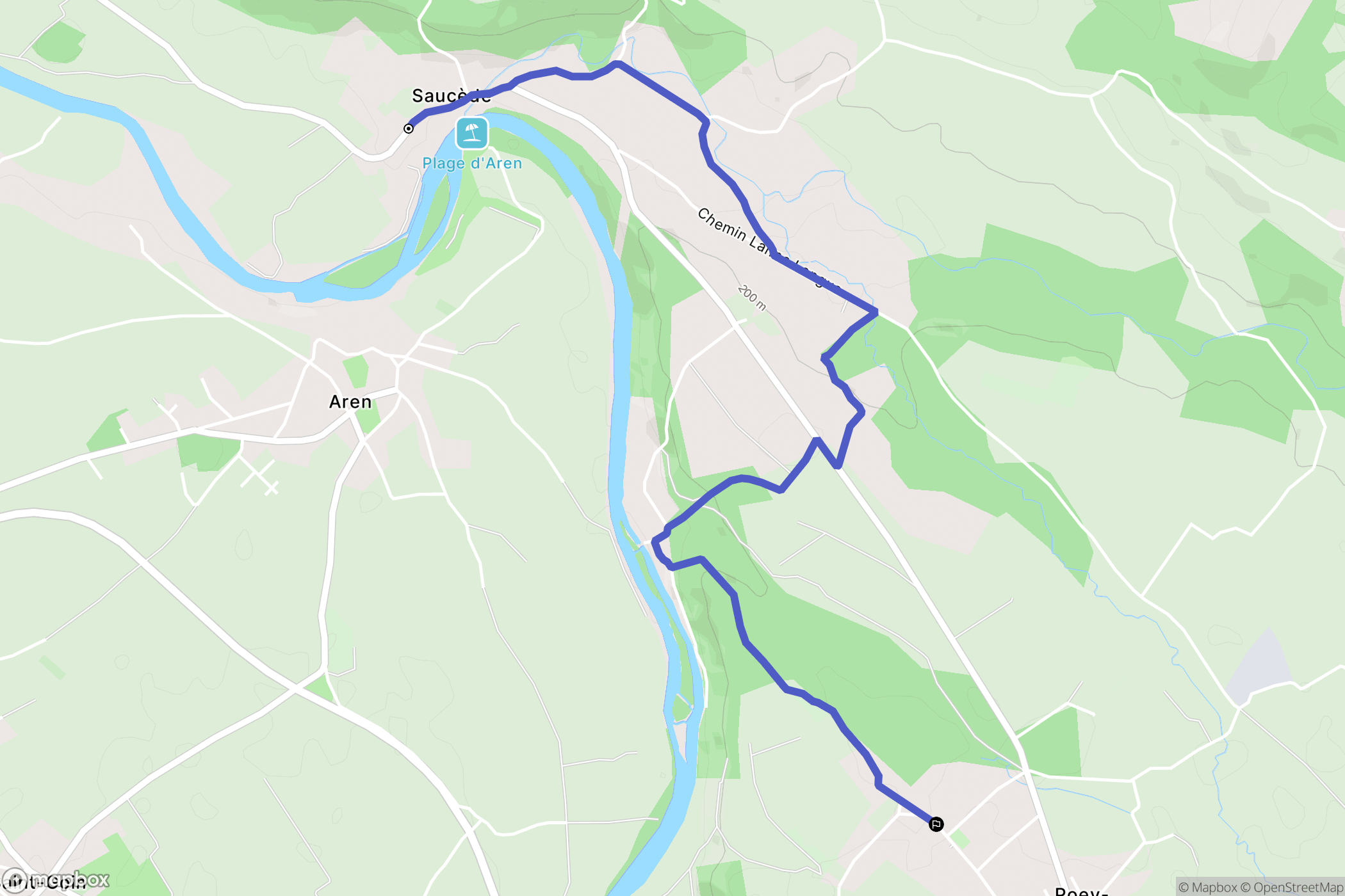 Saucède : carte du parcours de randonnée - France