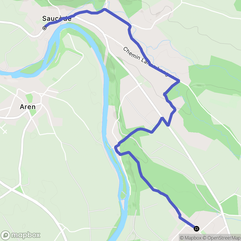 Saucède : carte du parcours de randonnée - France
