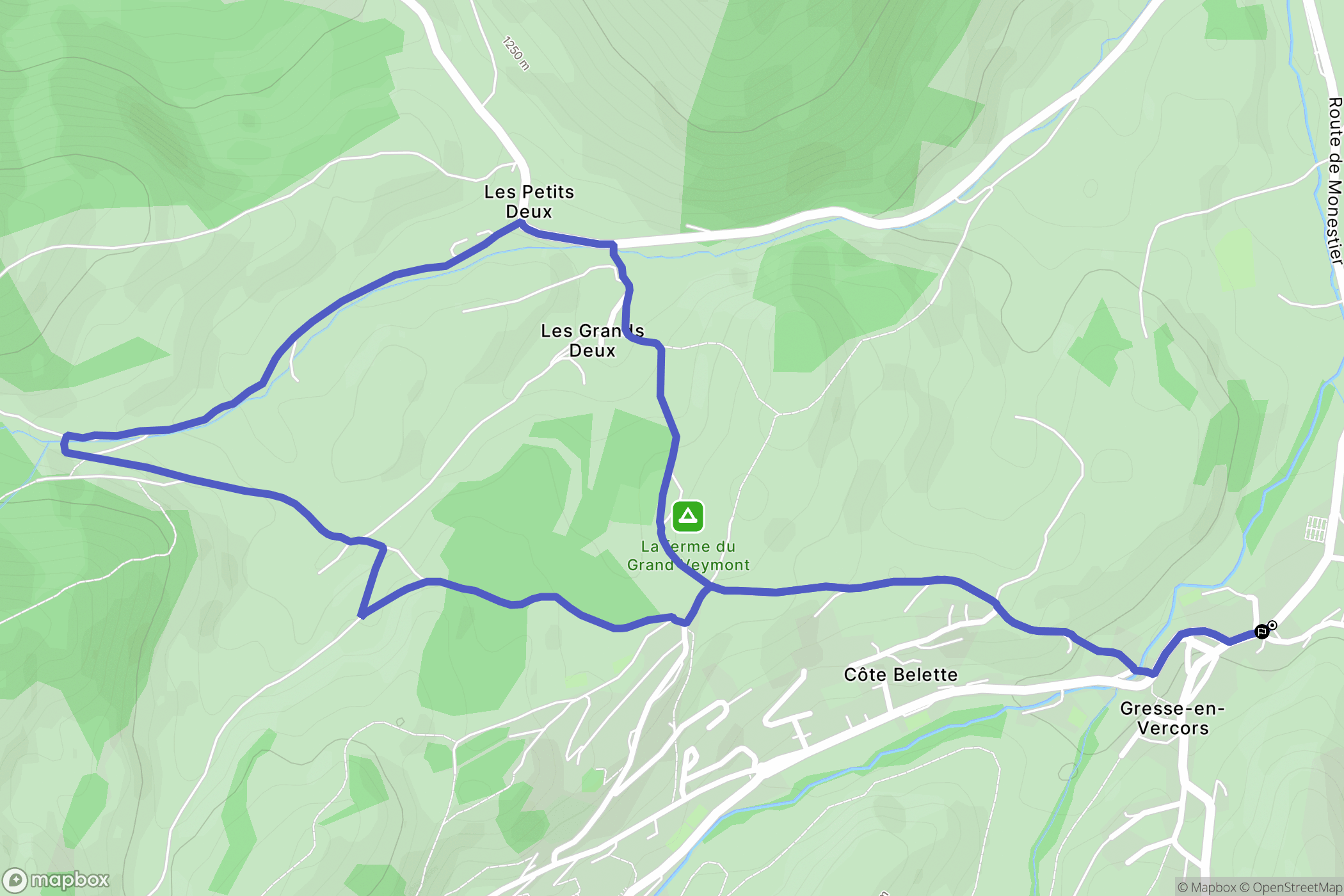 Gresse-en-Vercors : carte du parcours de randonnée - France
