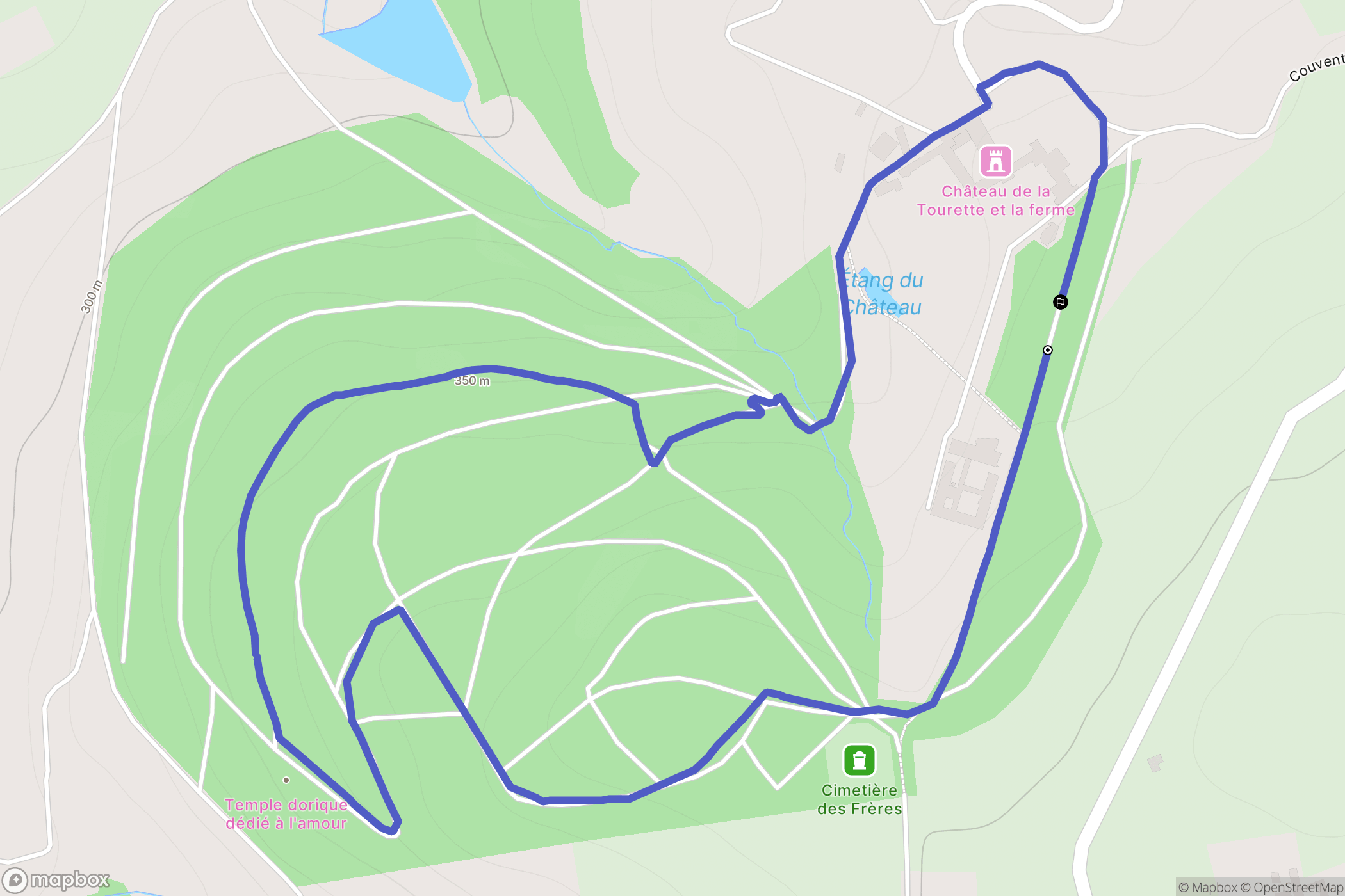 Eveux : carte du parcours de randonnée - France