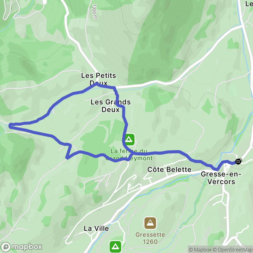 Gresse-en-Vercors : carte du parcours de randonnée - France