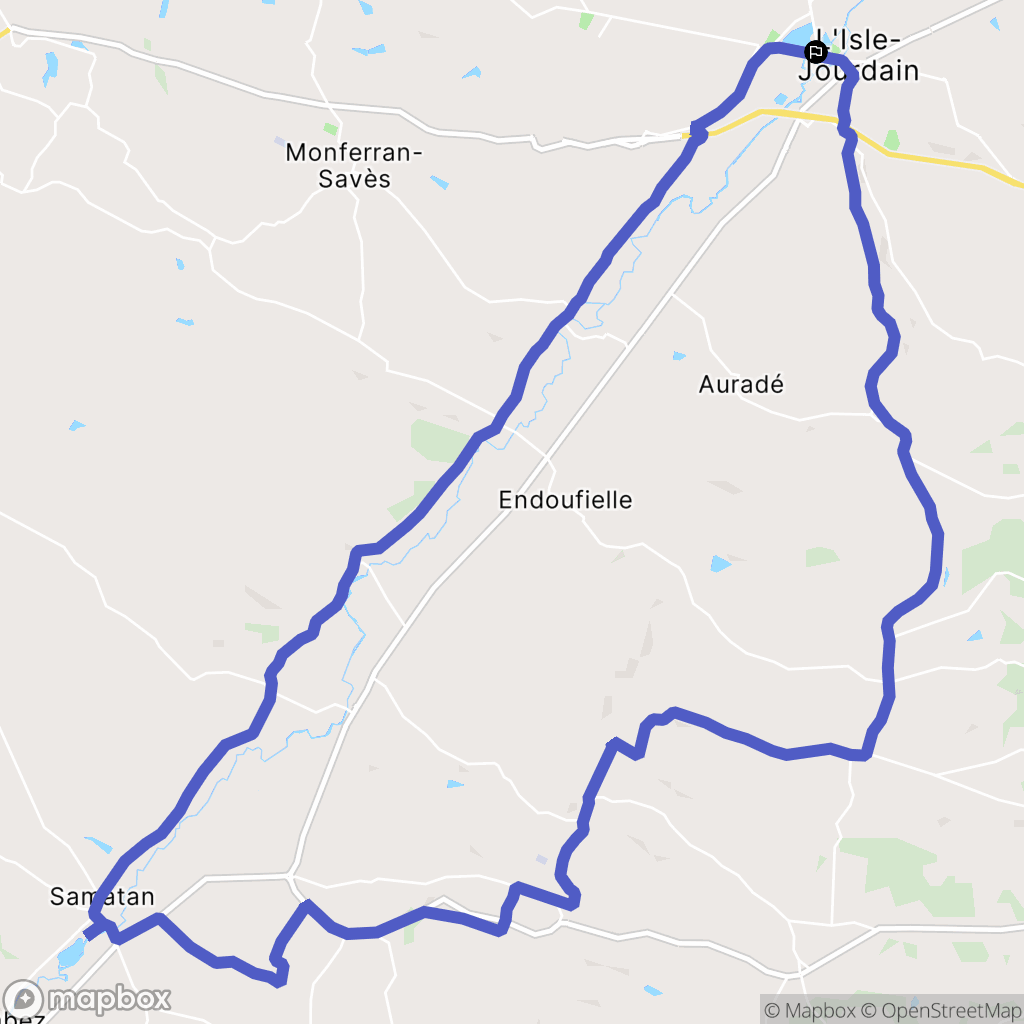 L'isle-Jourdain : carte du parcours de randonnée - France