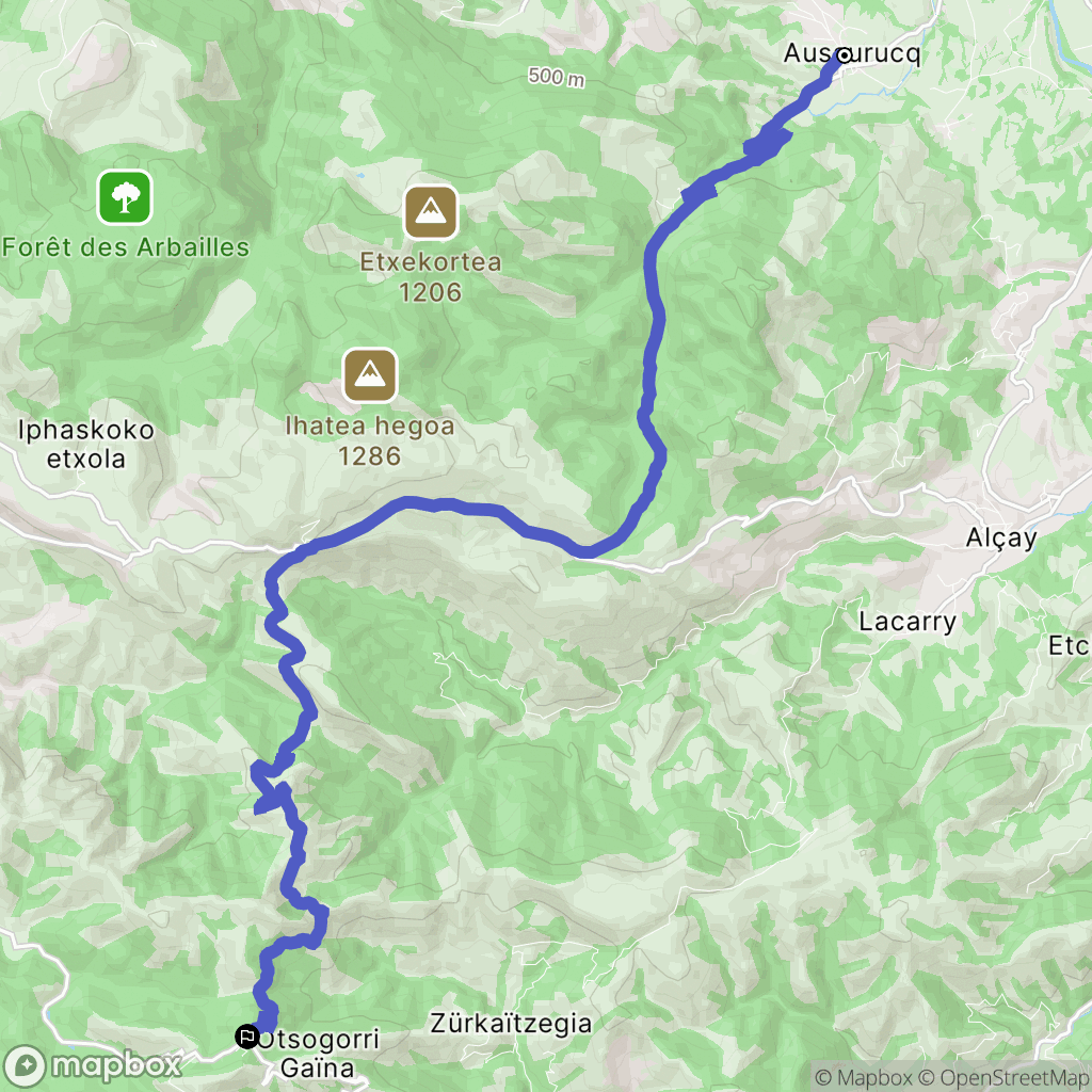 Aussurucq : carte du parcours de randonnée - France