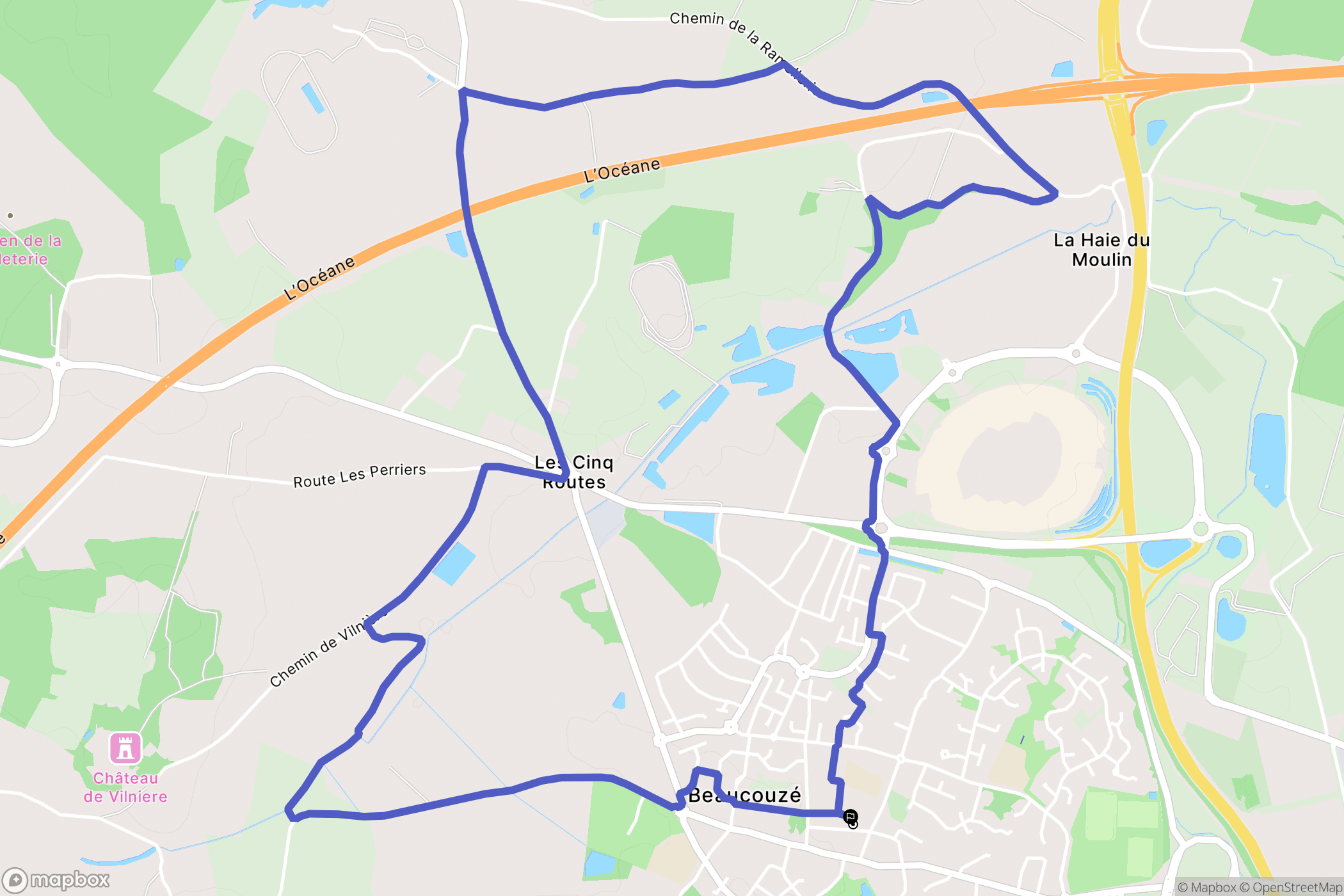 Beaucouzé : carte du parcours de randonnée - France