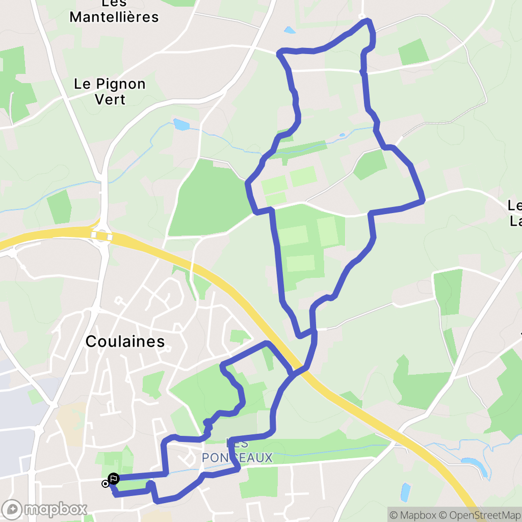 Coulaines : carte du parcours de randonnée - France