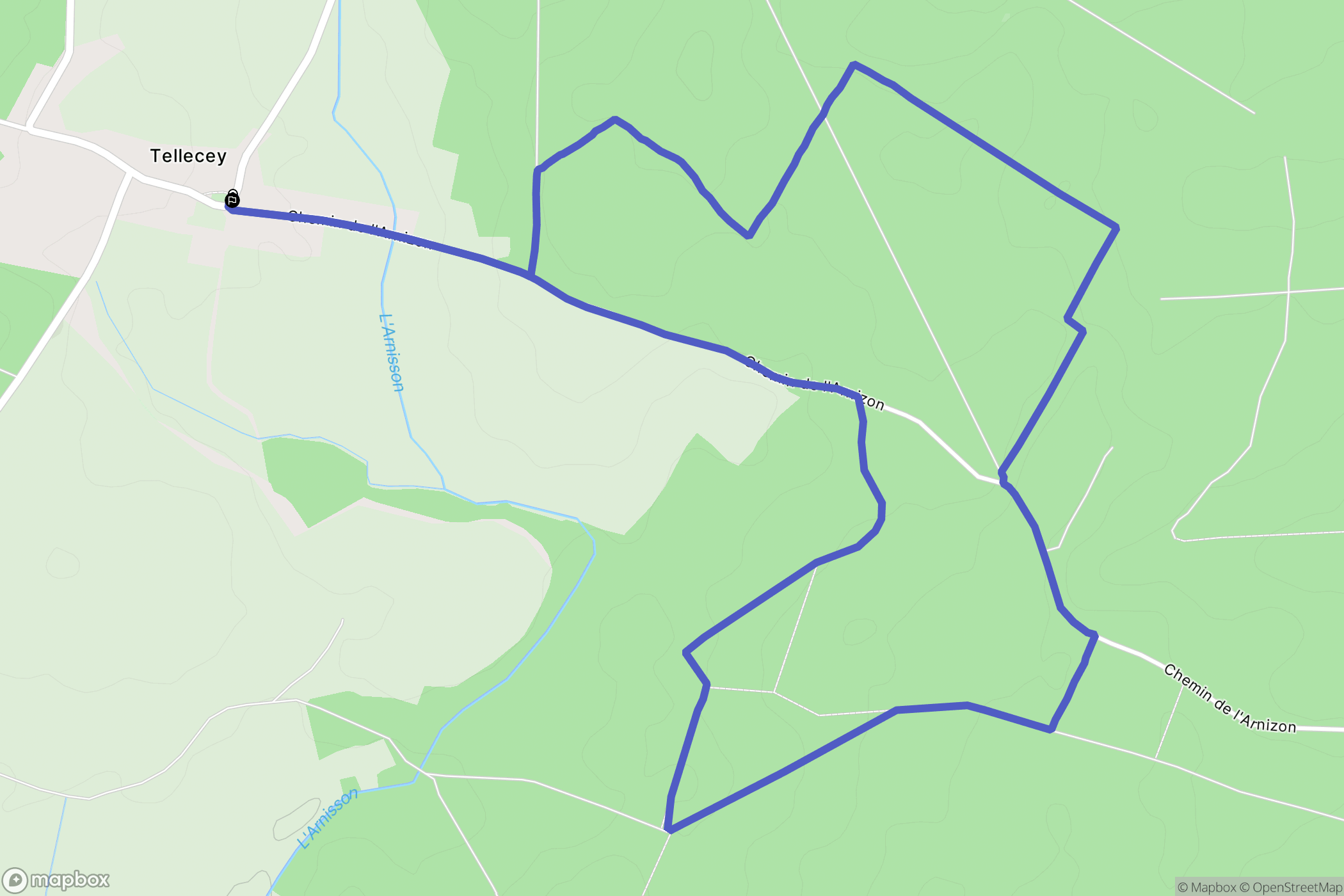 Tellecey : carte du parcours de randonnée - France