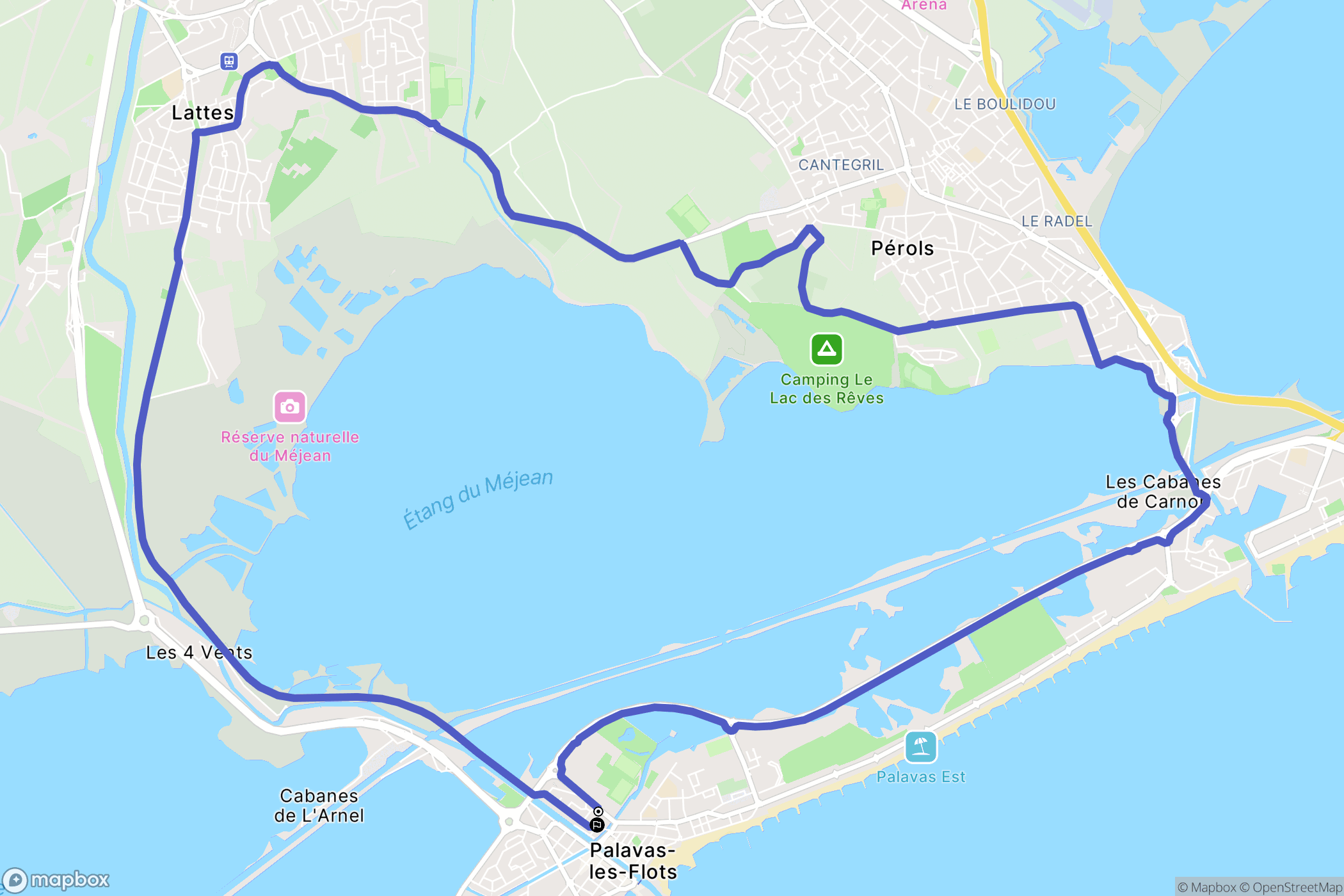 Palavas-les-Flots : carte du parcours de randonnée - France