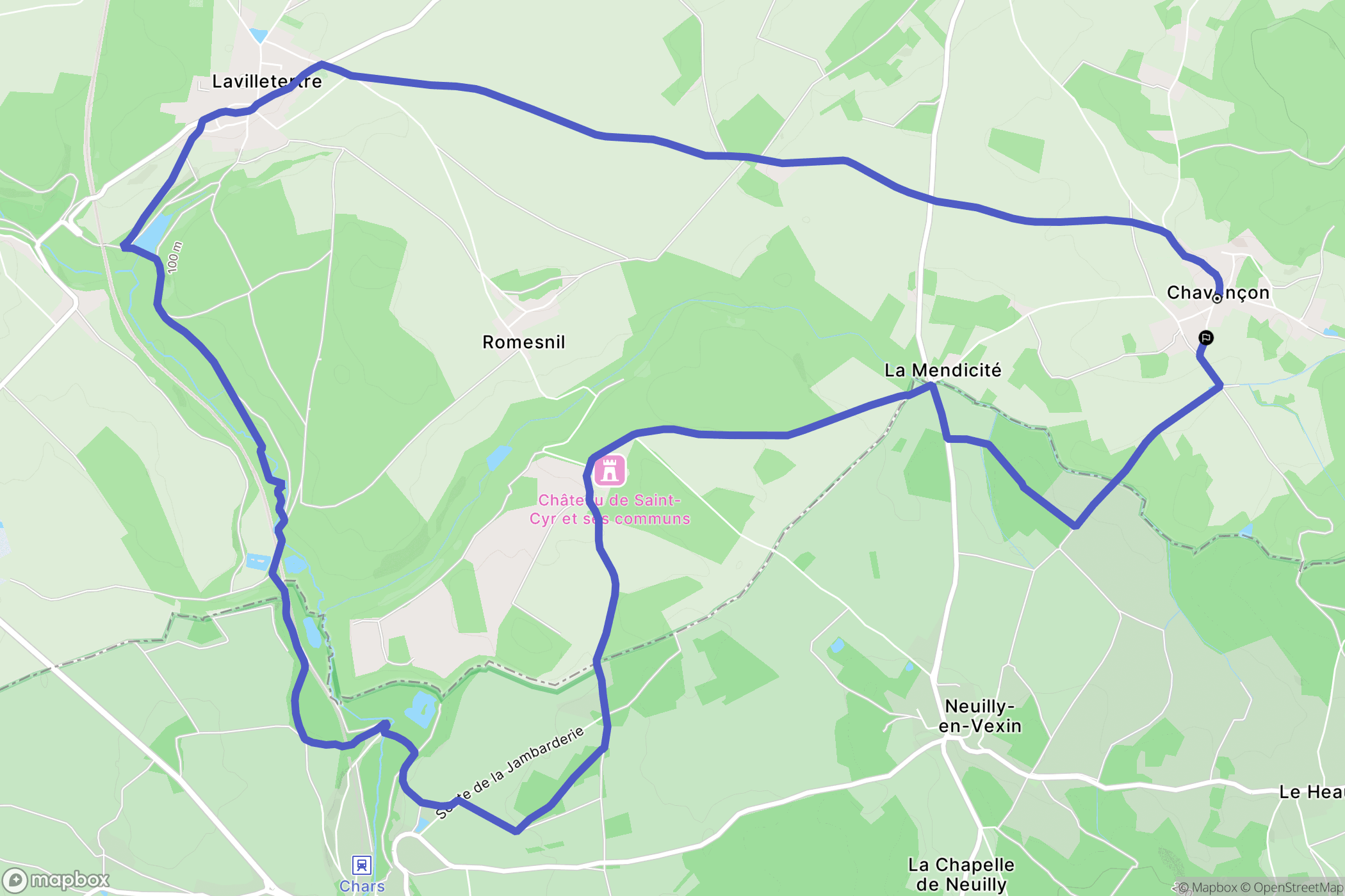 Chavençon : carte du parcours de randonnée - France
