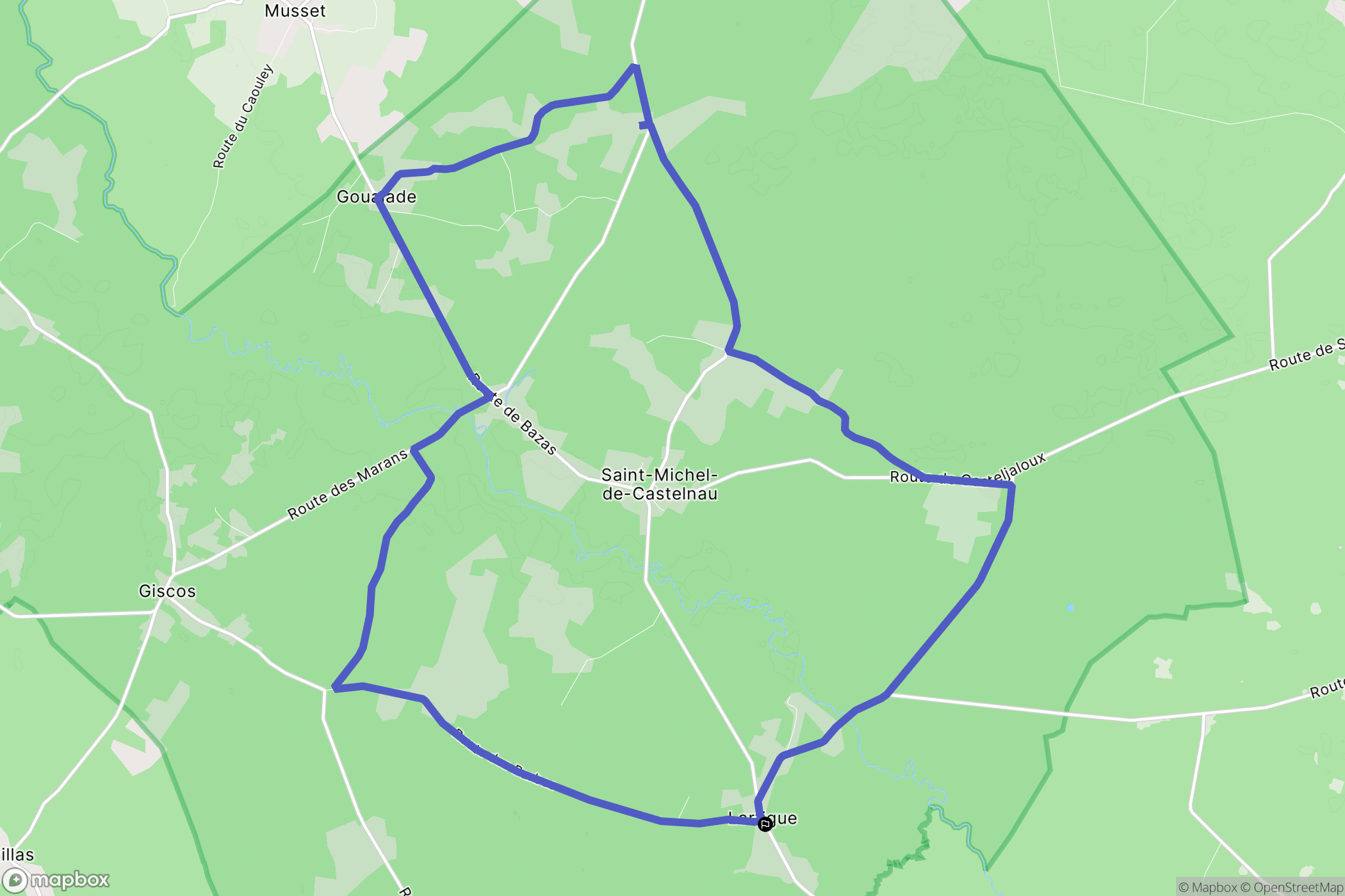 Lartigue : carte du parcours de randonnée - France