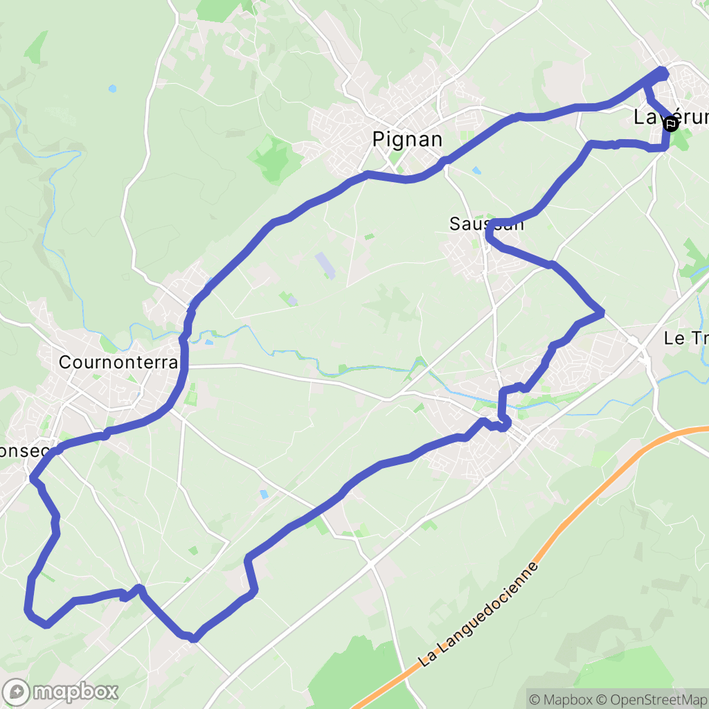 Lavérune : carte du parcours de randonnée - France