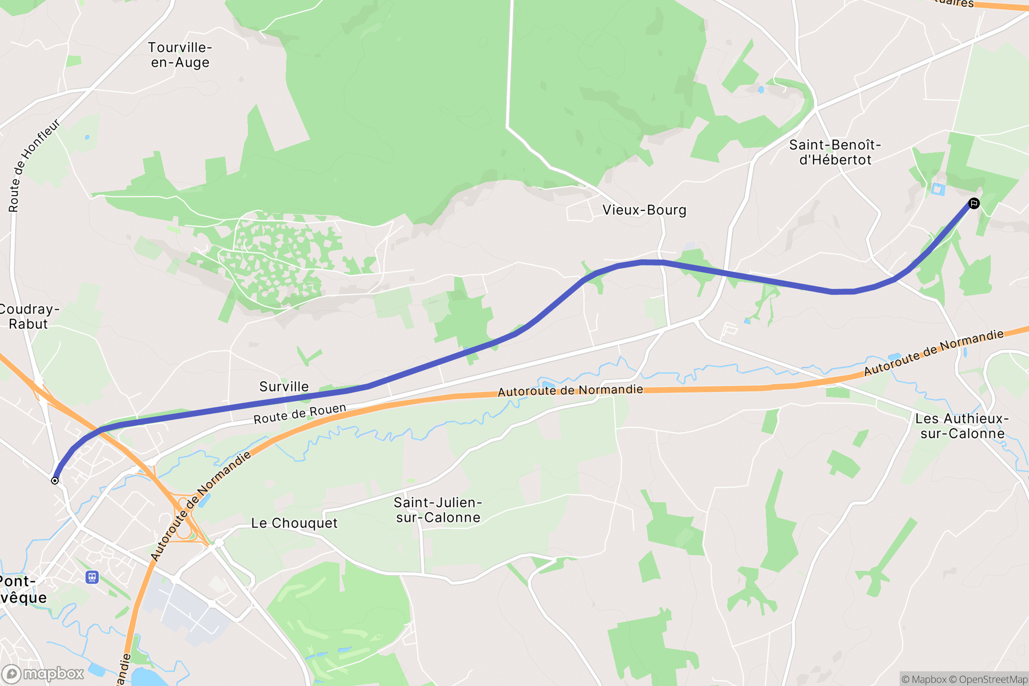 Pont-l'Evêque : carte du parcours de randonnée - France