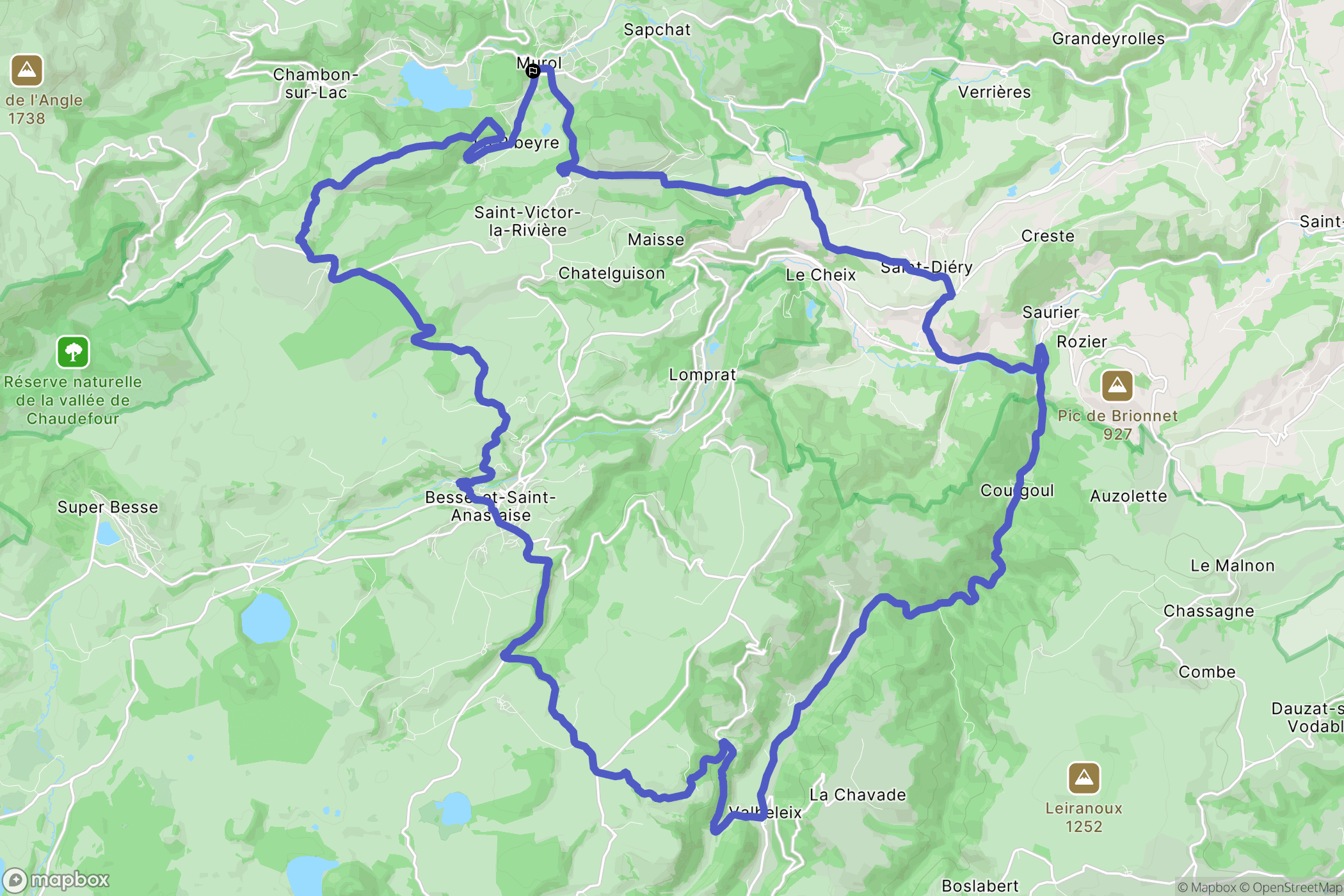 Murol : carte du parcours de randonnée - France