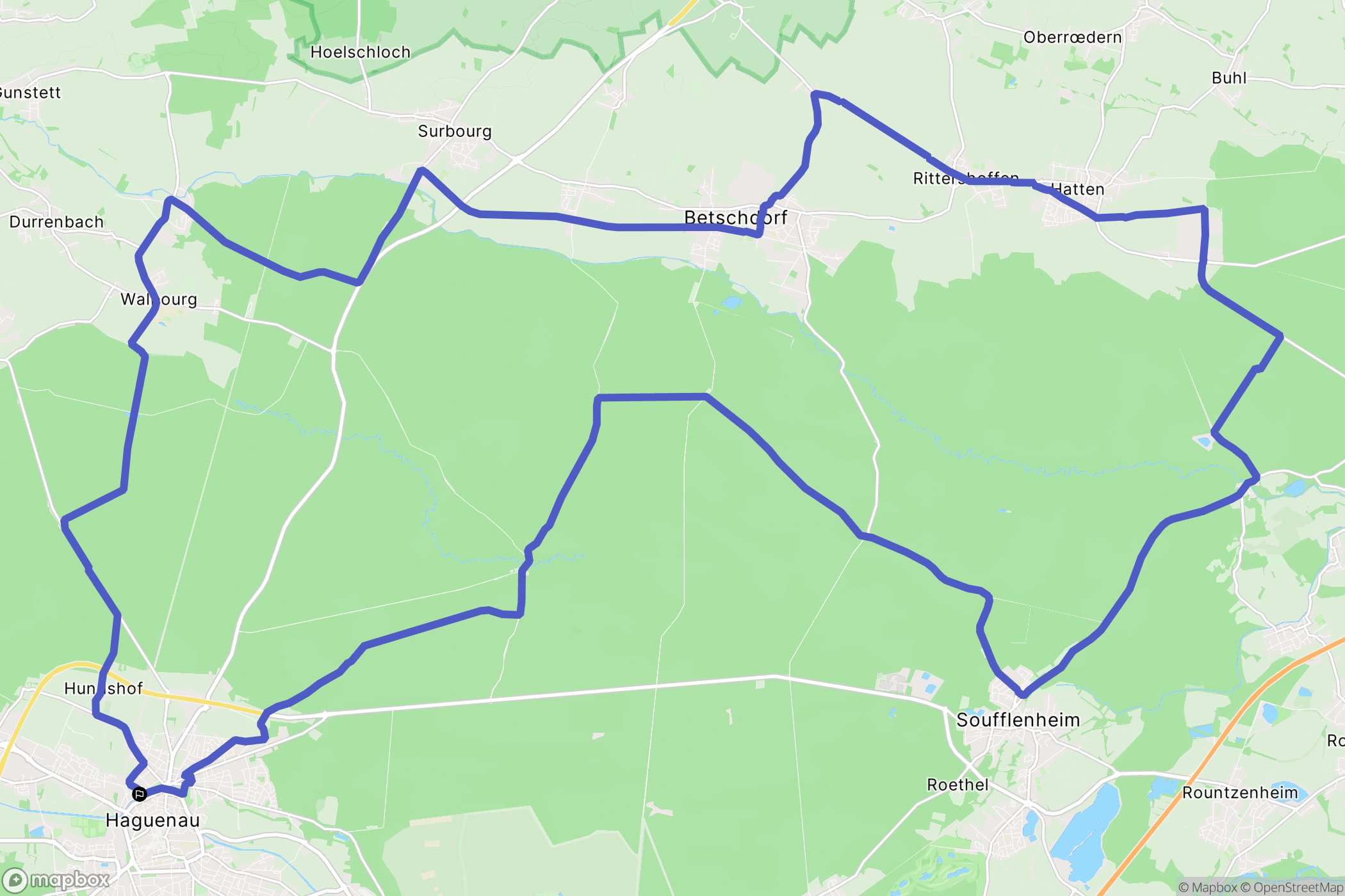 Haguenau : carte du parcours de randonnée - France