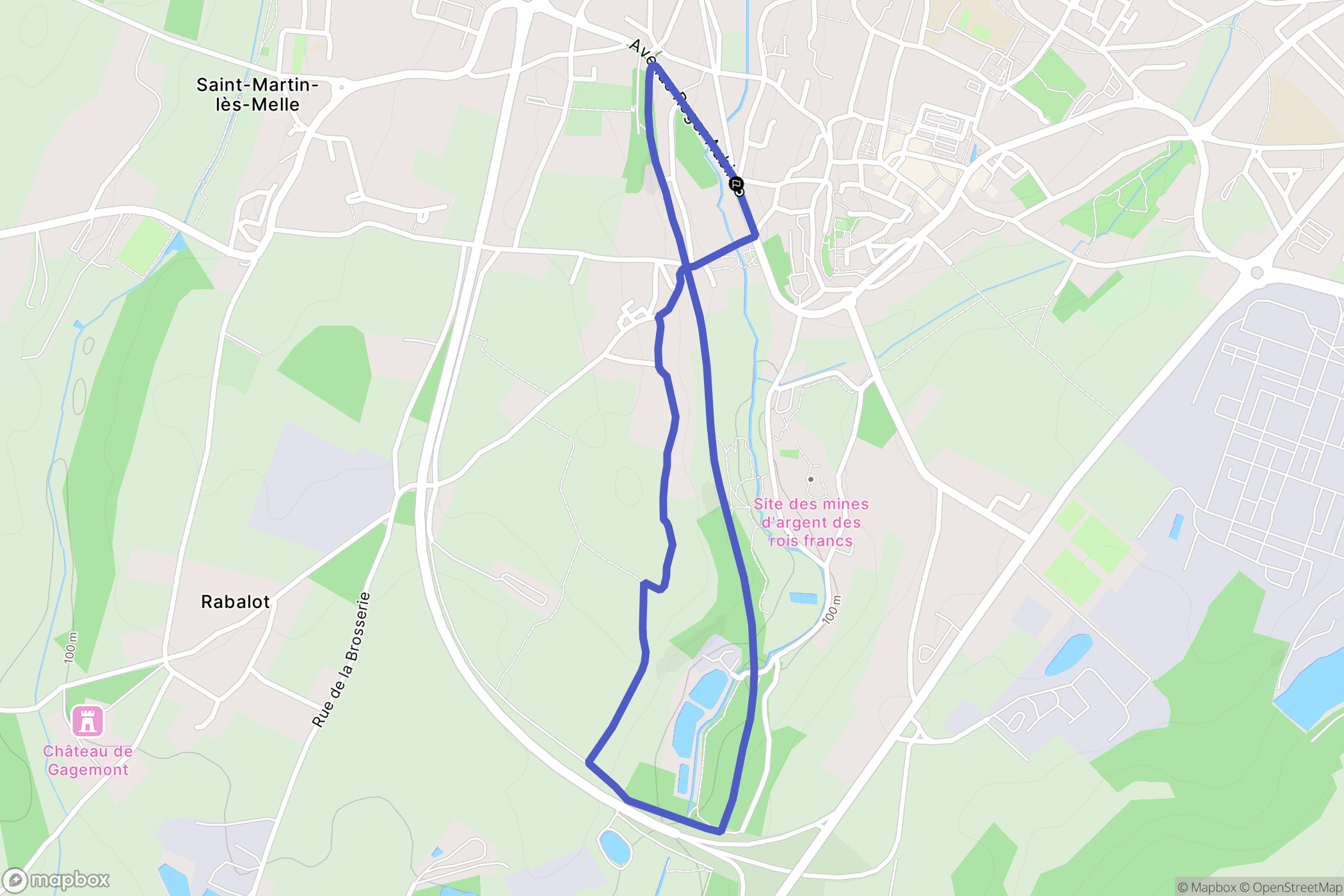 Melle : carte du parcours de randonnée - France