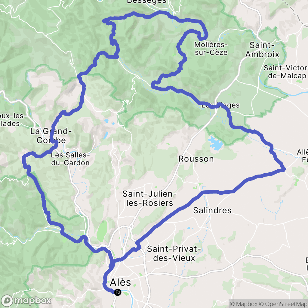 Alès : carte du parcours de randonnée - France