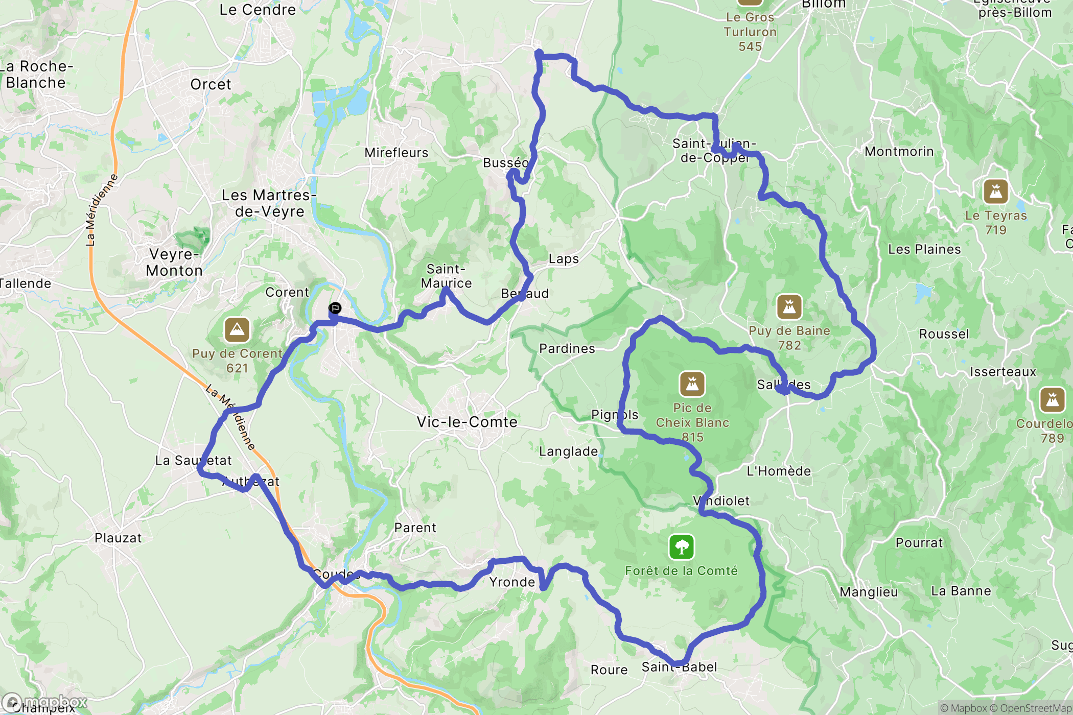 Vic-le-Comte : carte du parcours de randonnée - France