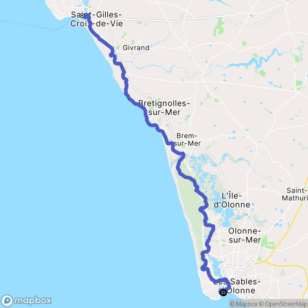 Saint-Gilles-Croix-de-Vie : carte du parcours de randonnée - France