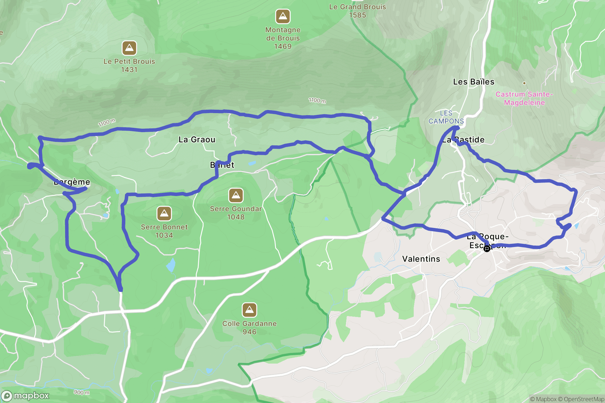 La Roque-Esclapon : carte du parcours de randonnée - France
