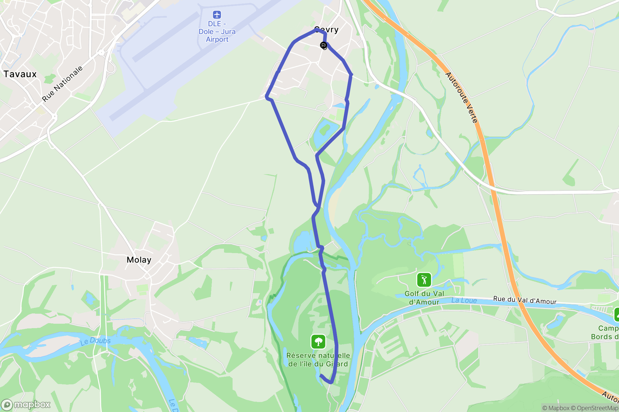 Gevry : carte du parcours de randonnée - France