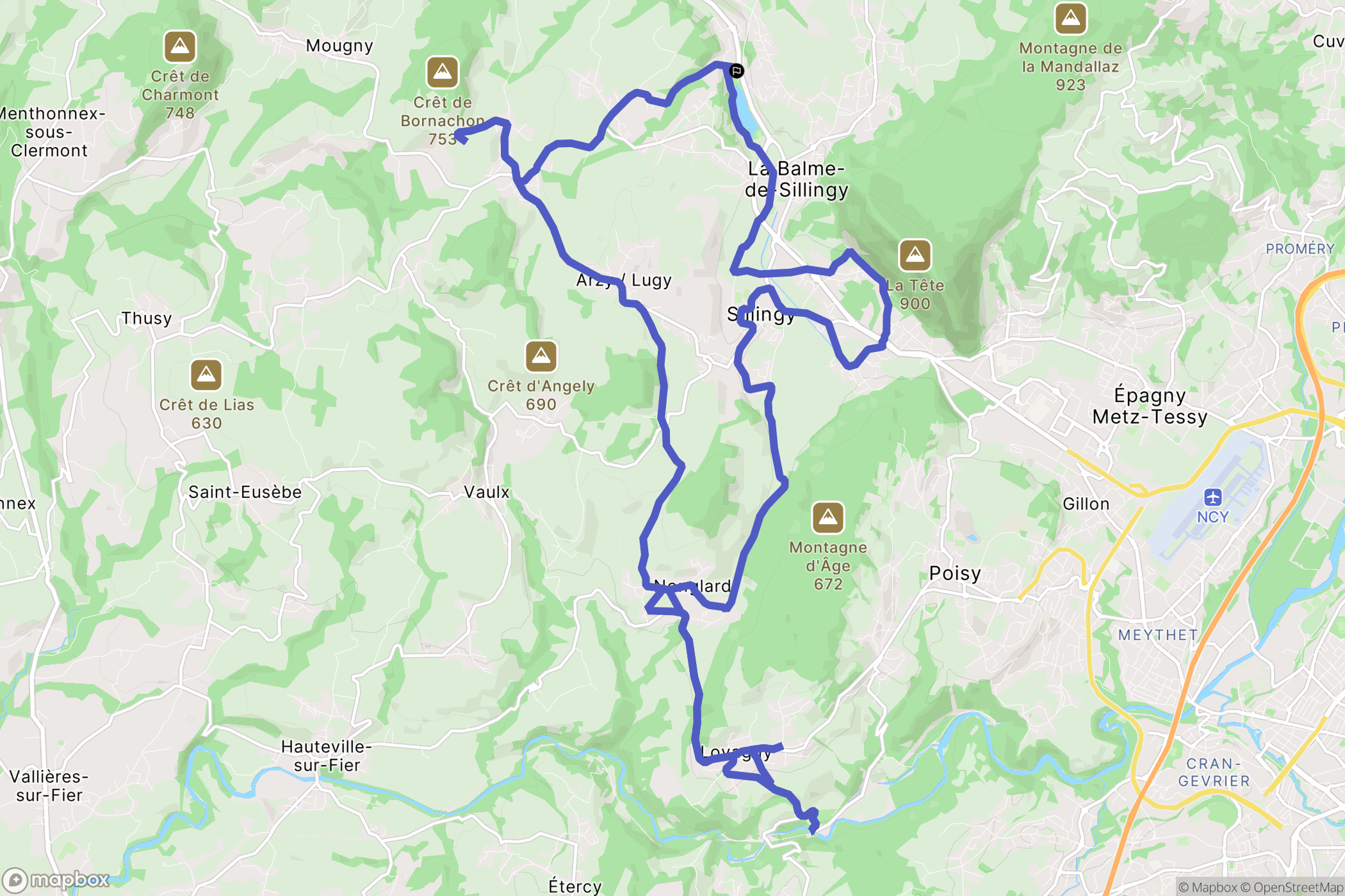 La Balme-de-Sillingly : carte du parcours de randonnée - France