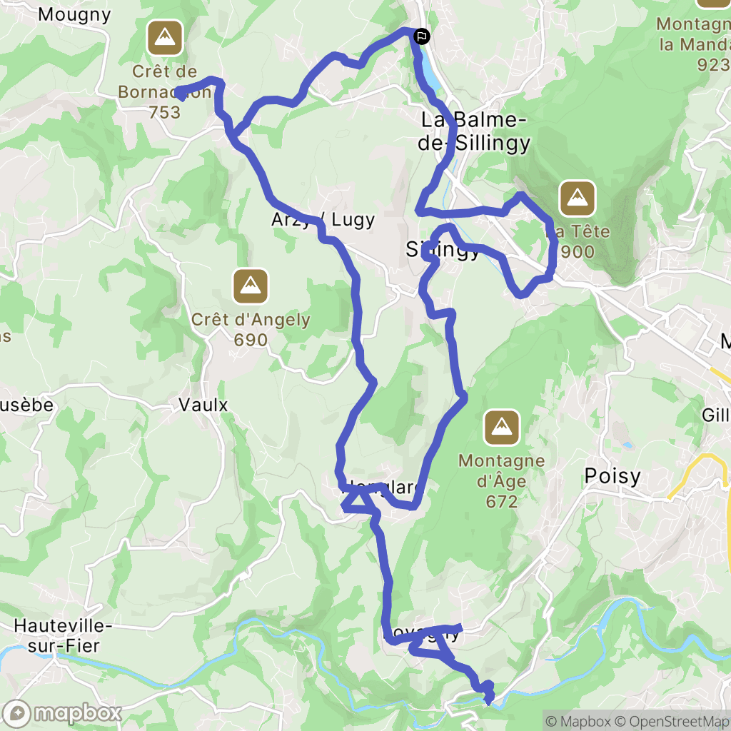 La Balme-de-Sillingly : carte du parcours de randonnée - France