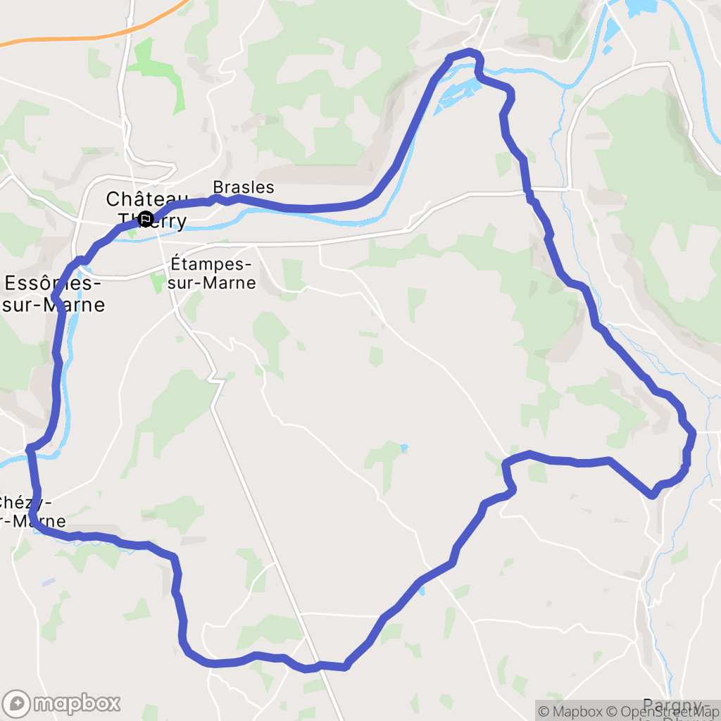 Chateau-Thierry : carte du parcours de randonnée - France