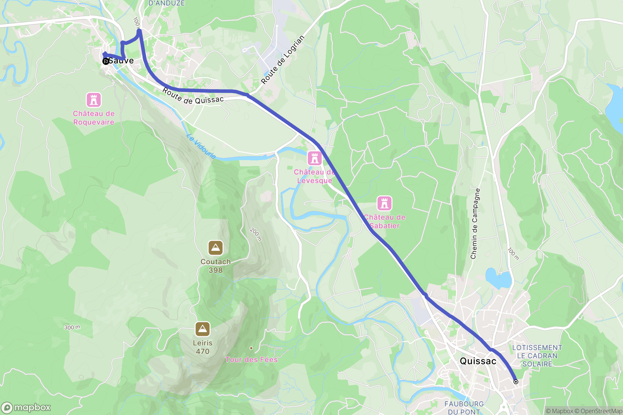 Quissac: routekaart voor buitenactiviteiten - France