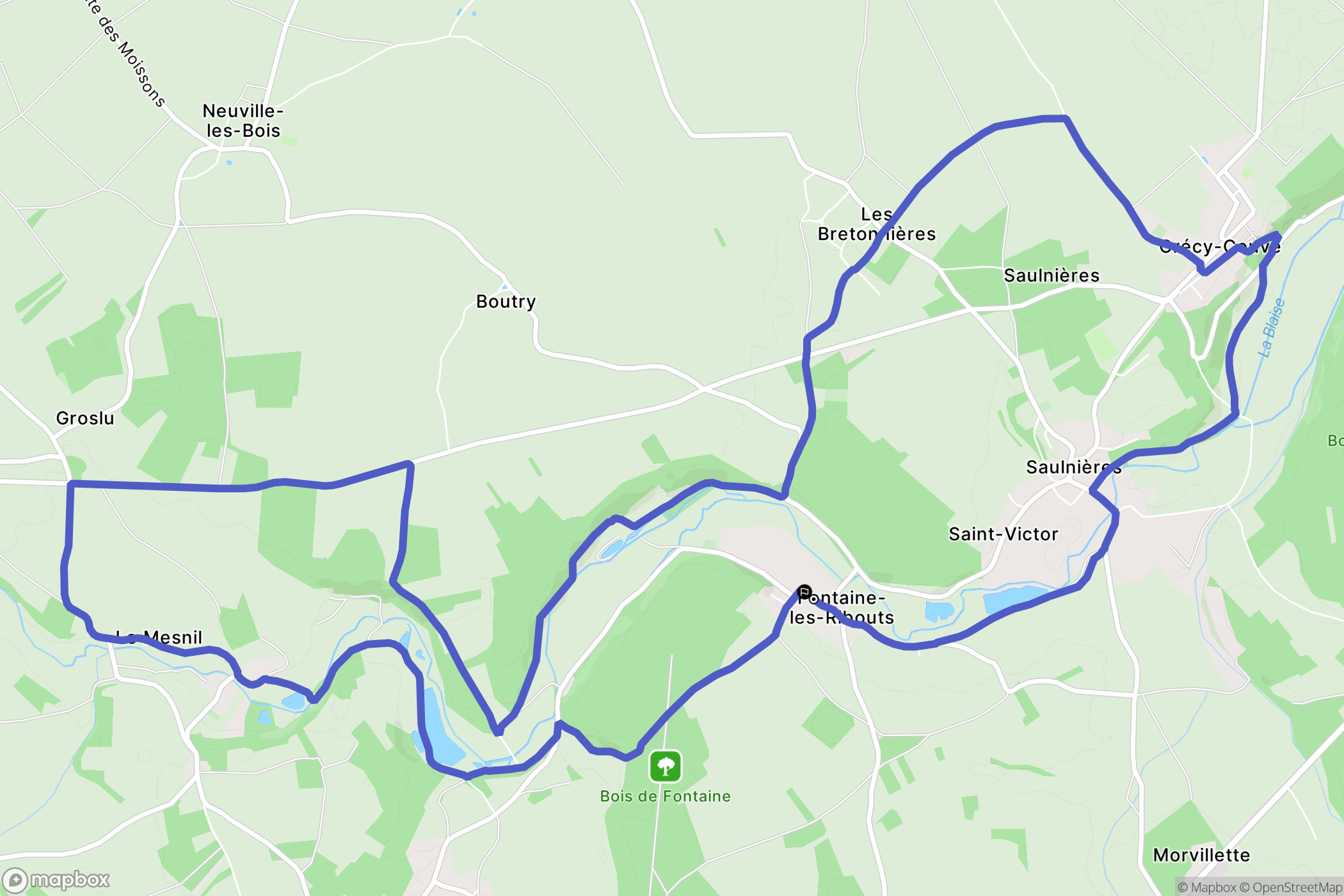 Fontaine-les-Ribouts : carte du parcours de randonnée - France
