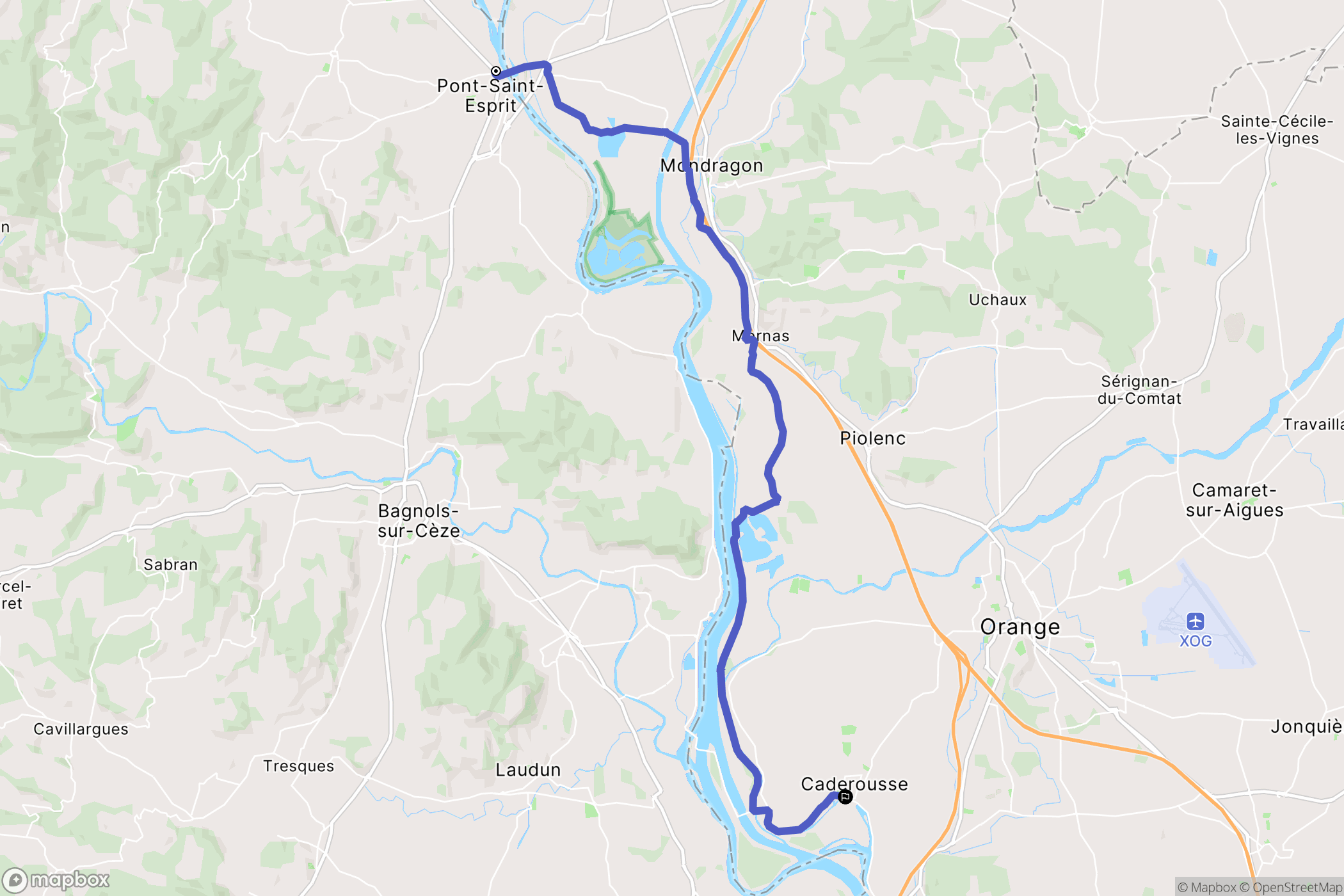 Pont-Saint-Esprit : carte du parcours de randonnée - France