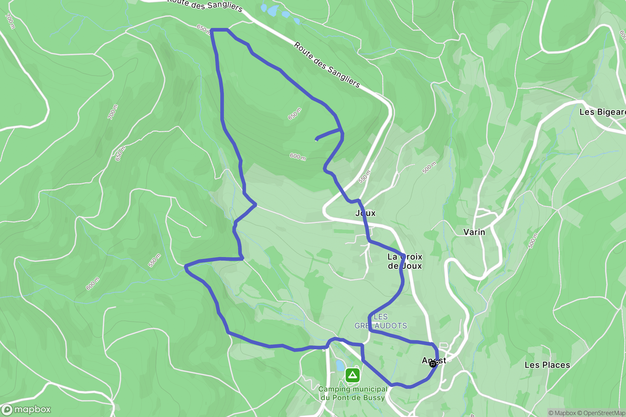 Anost : carte du parcours de randonnée - France