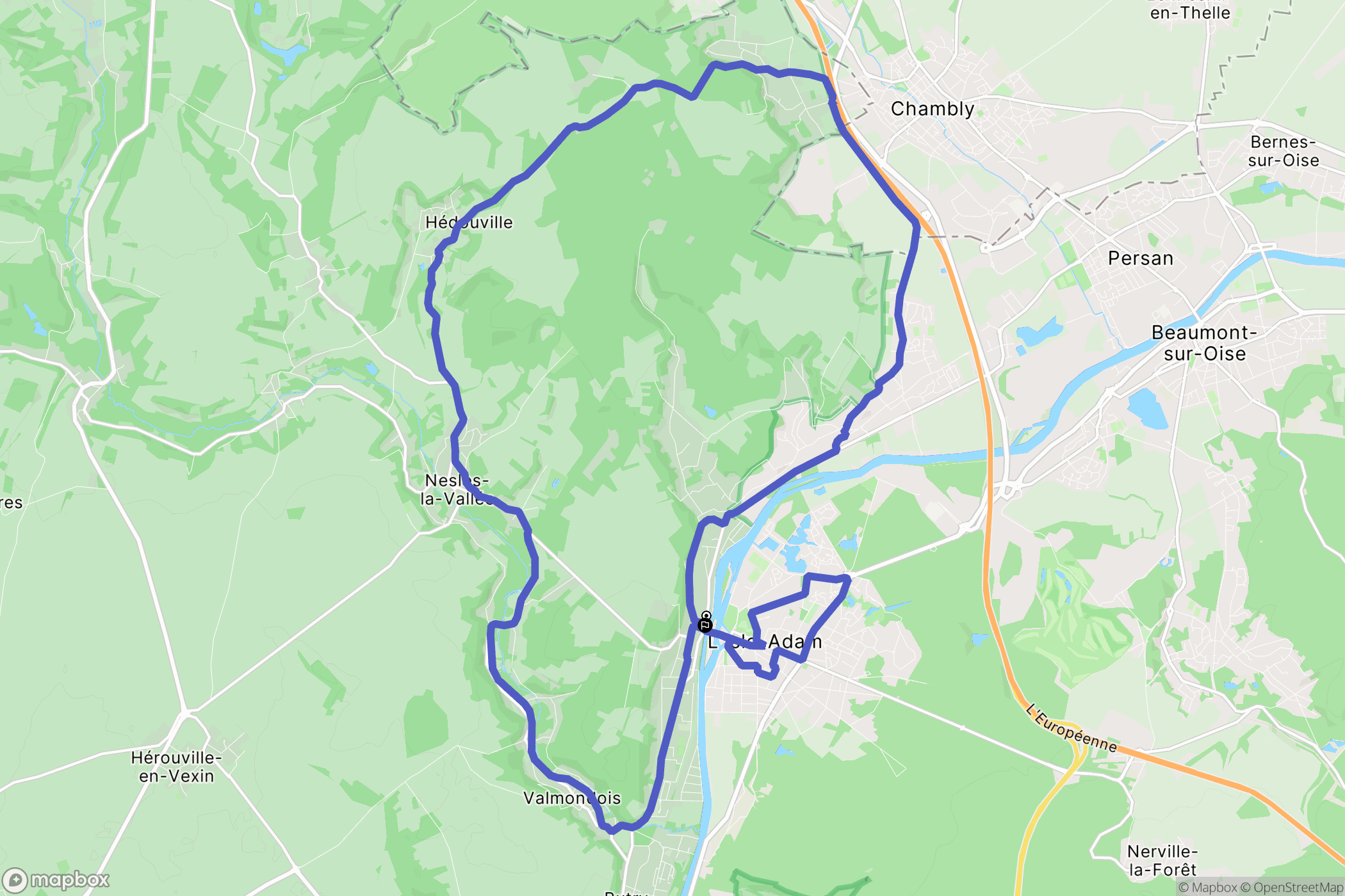 L'Isle-Adam : carte du parcours de randonnée - France