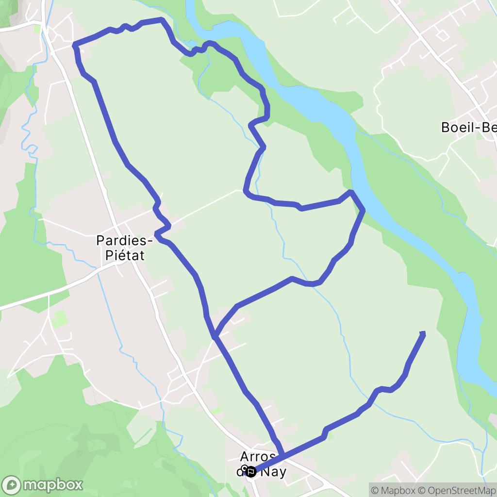 Arros-de-Nay : carte du parcours de randonnée - France