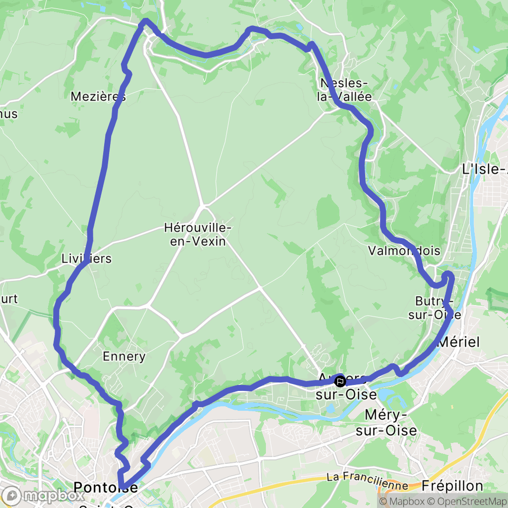 Auvers-sur-Oise : carte du parcours de randonnée - France